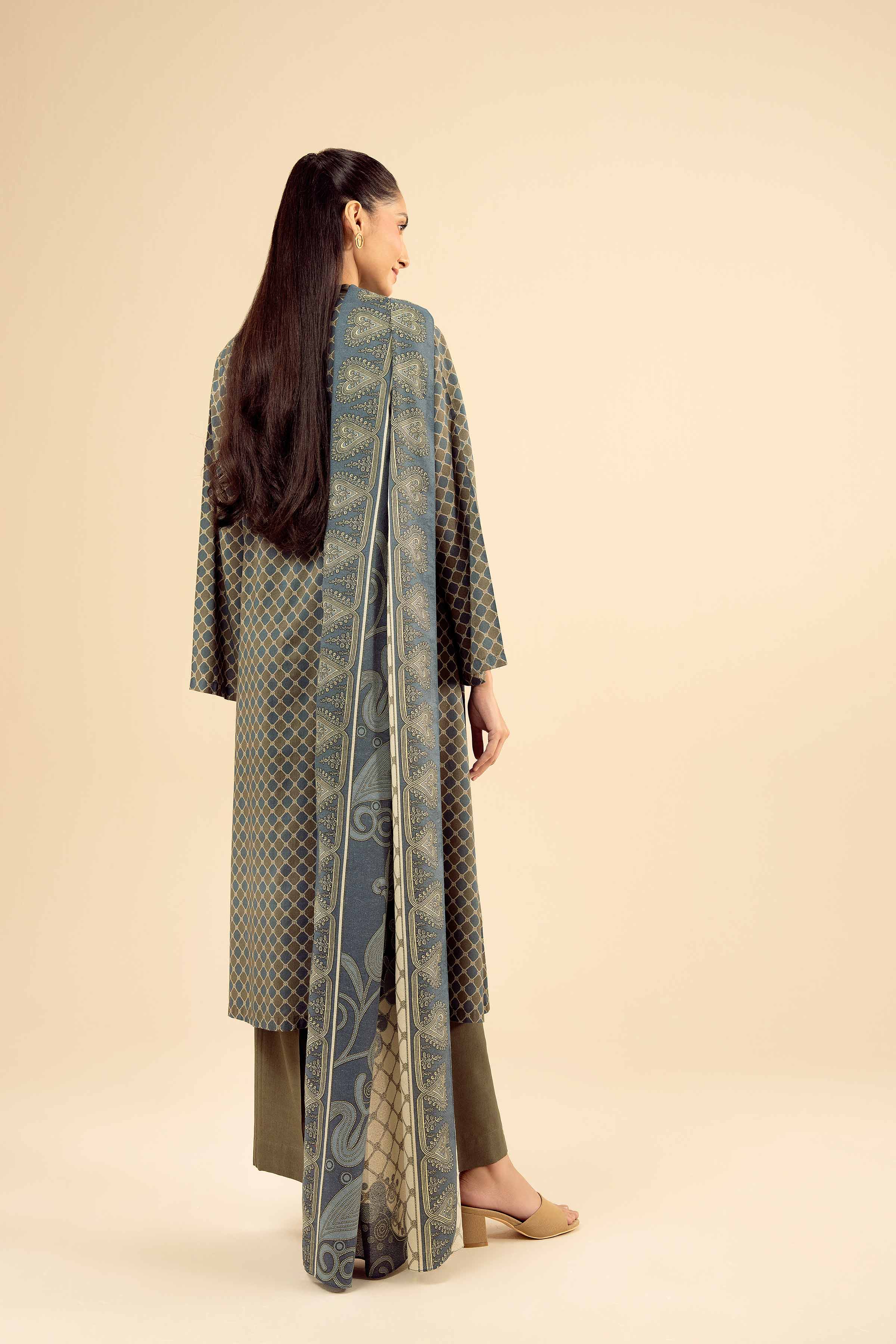 NISHATUAE - Green Solids Tropical 3-piece Ready to wear Suit