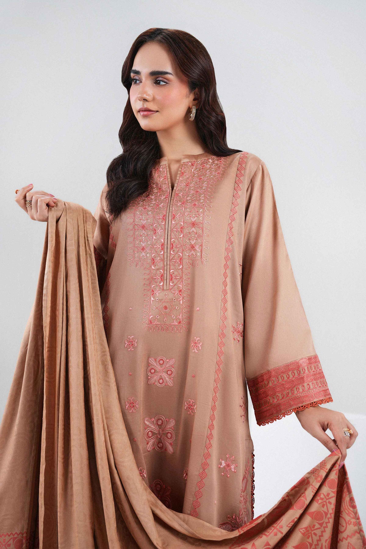 3 Piece - Embroidered Suit - PW25-496