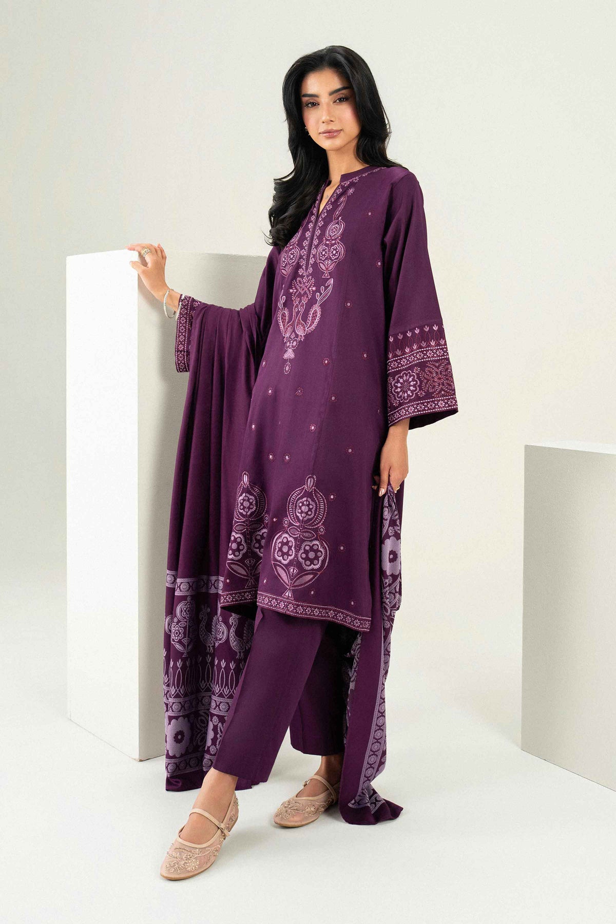 3 Piece - Embroidered Suit - PW25-498