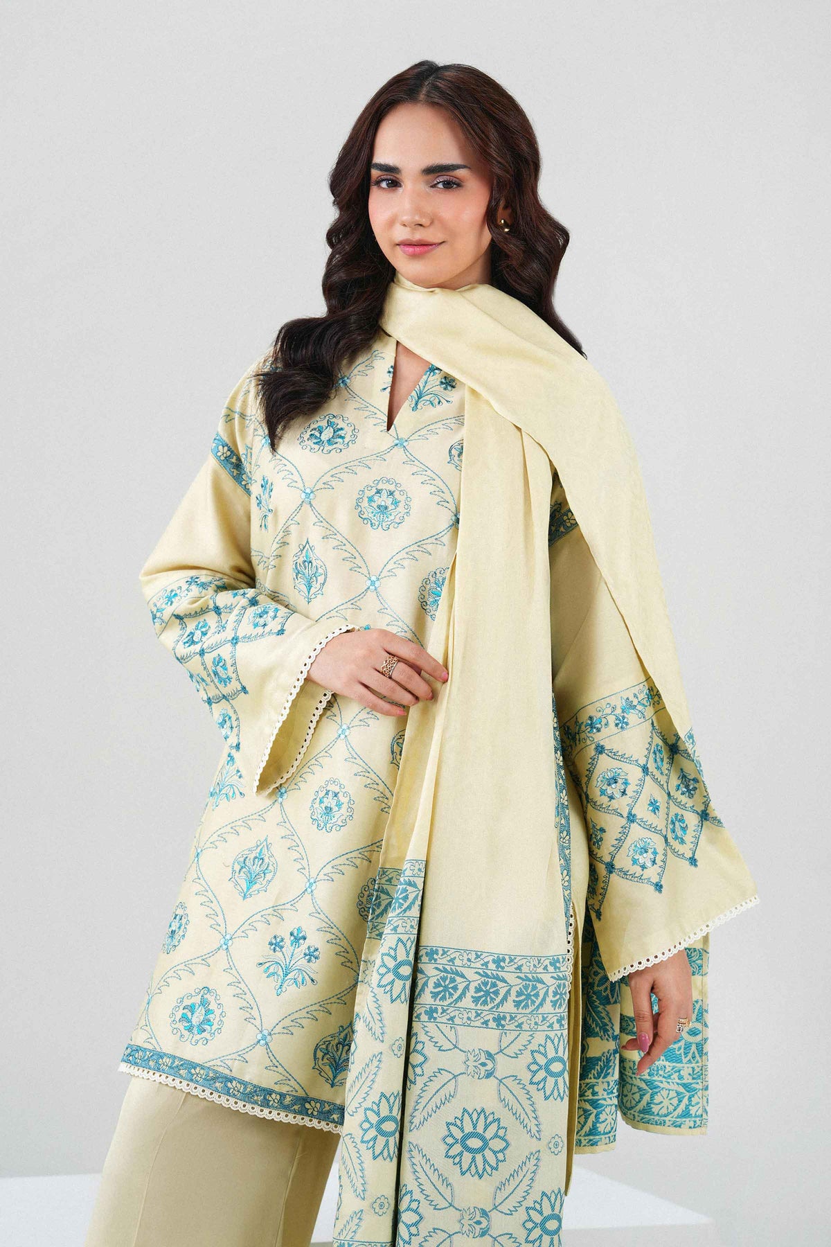 3 Piece - Embroidered Suit - PW25-502