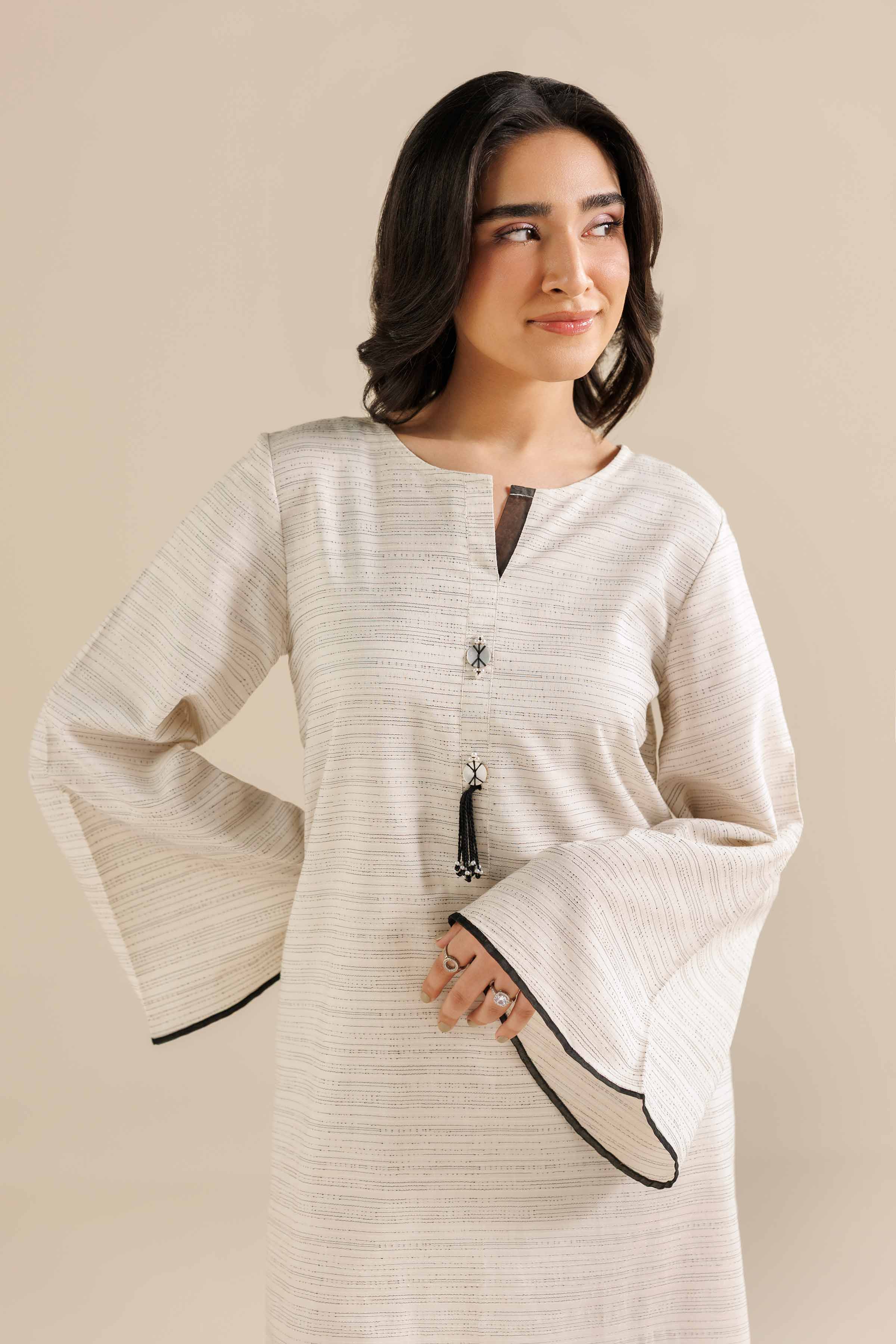 NISHATUAE - White Solids Yarn Dyed 2-piece Ready to wear Dress