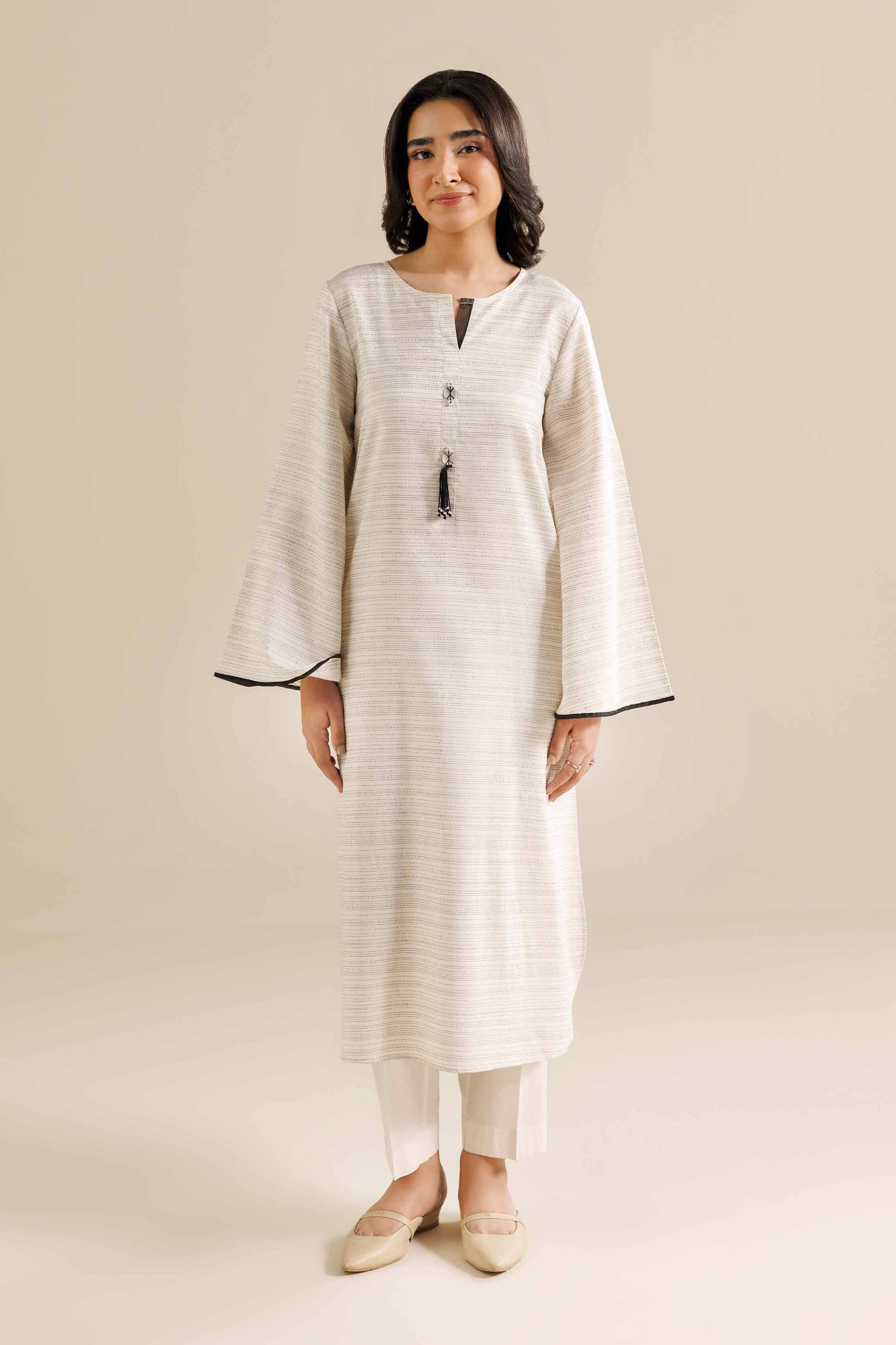NISHATUAE - White Solids Yarn Dyed 2-piece Ready to wear Dress