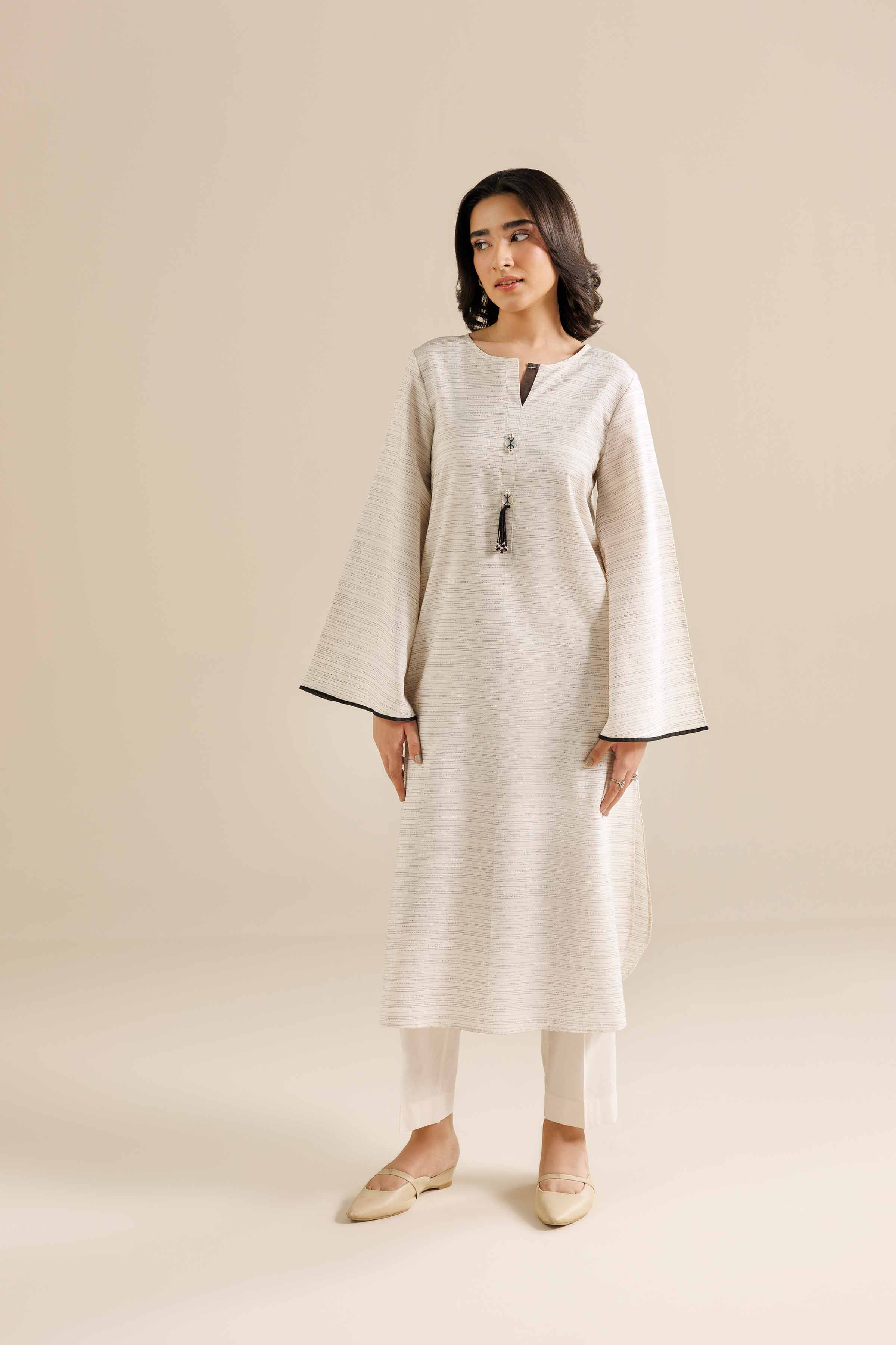 NISHATUAE - White Solids Yarn Dyed 2-piece Ready to wear Dress
