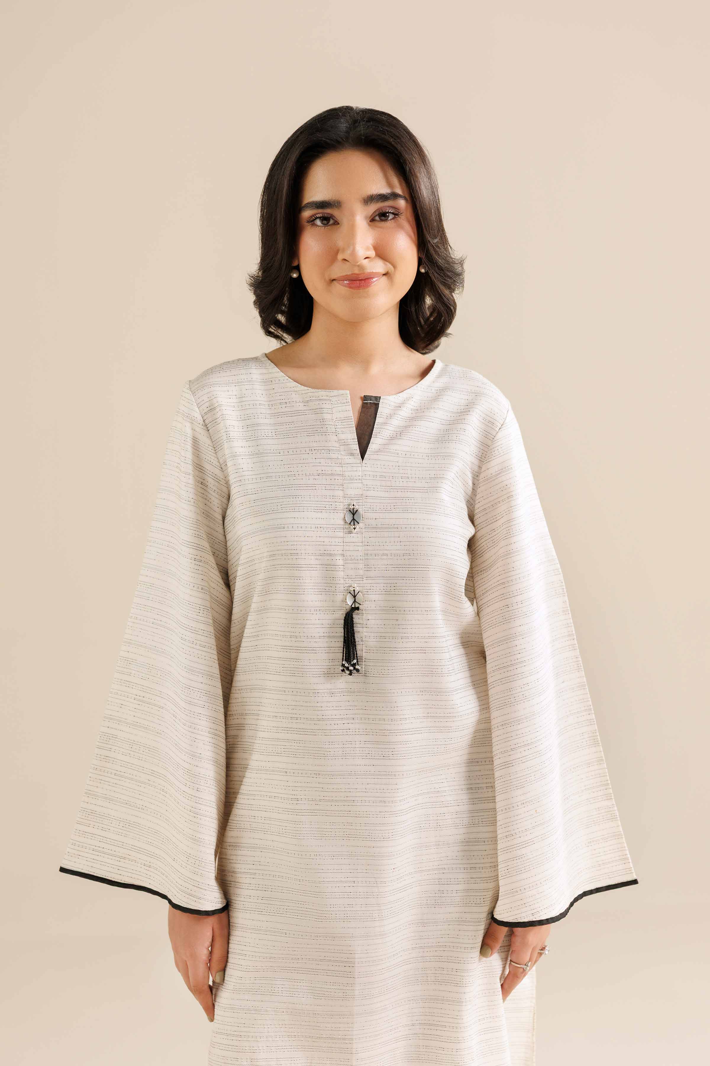 NISHATUAE - White Solids Yarn Dyed 2-piece Ready to wear Dress