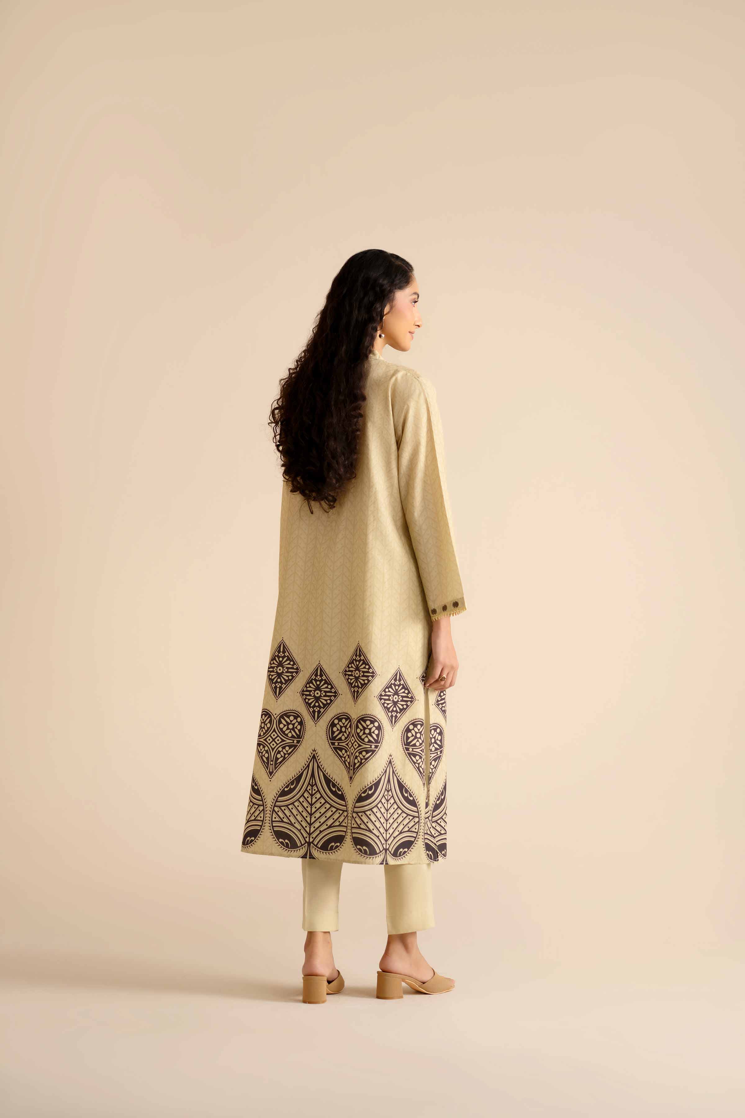 NISHATUAE - Beige Printed Tropical 2-piece Ready to wear Dress
