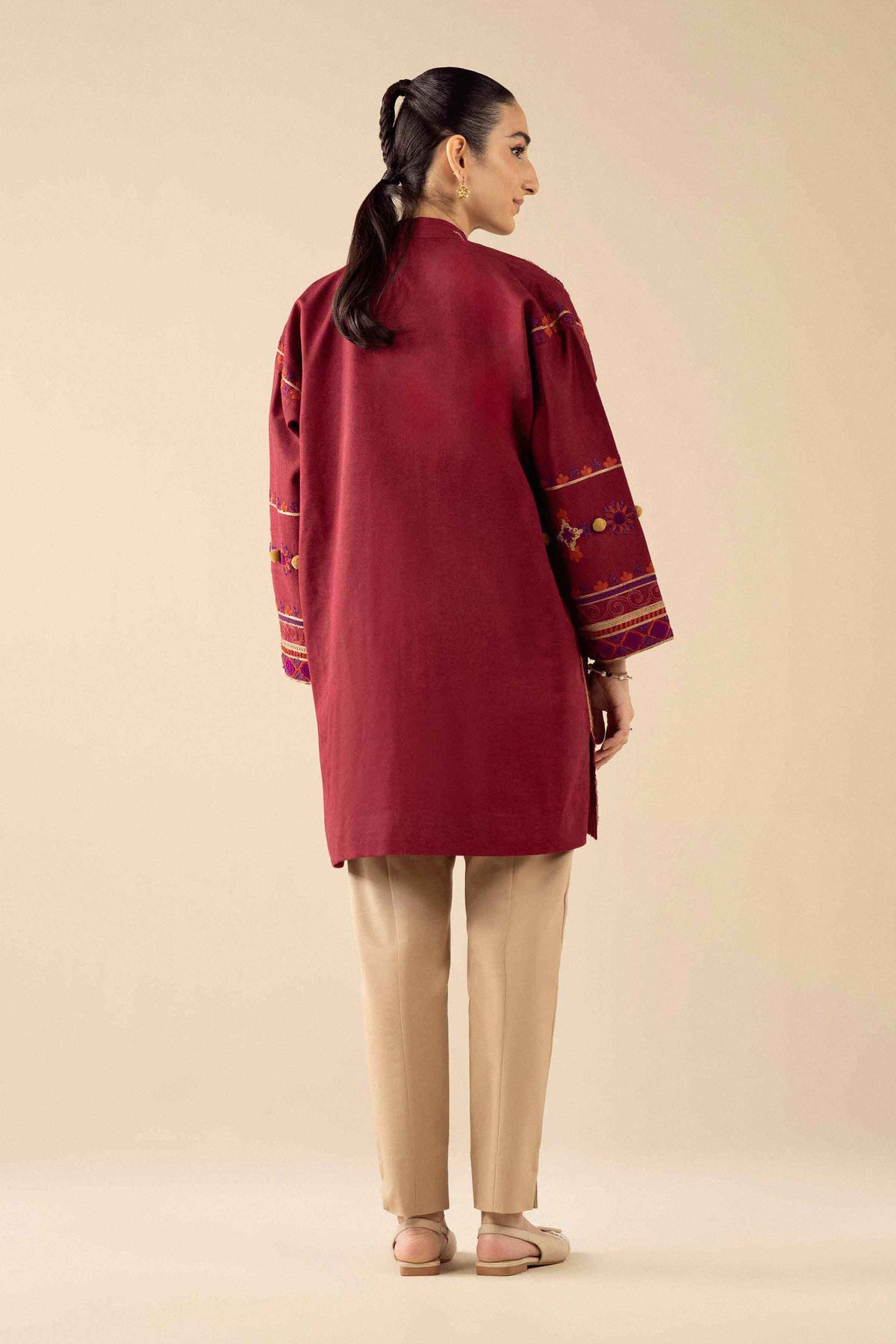 Embroidered Jacket in Karandi ready-to-wear