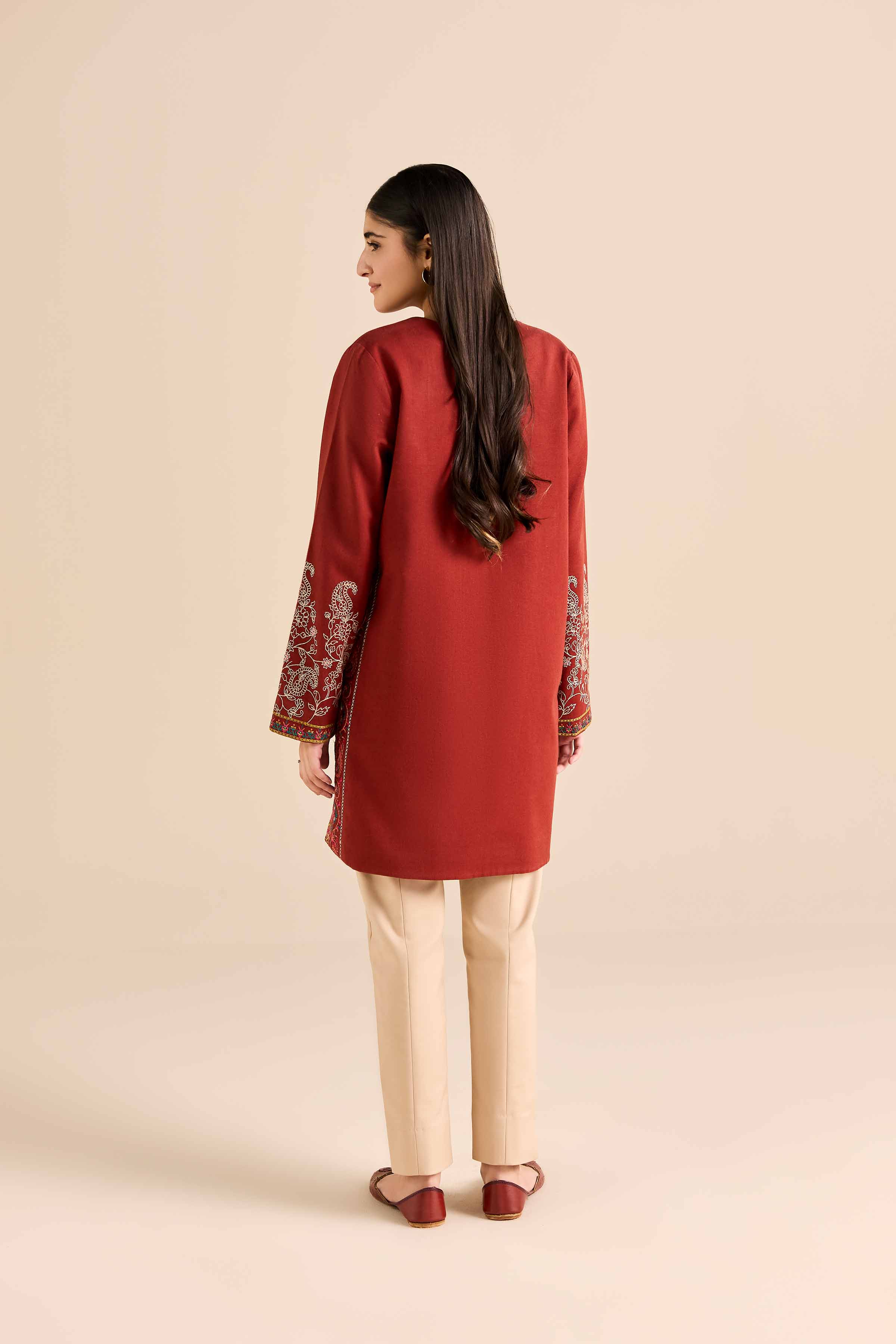 NishatUAE - Rust Embroidered Karandi Ready To Wear Jacket