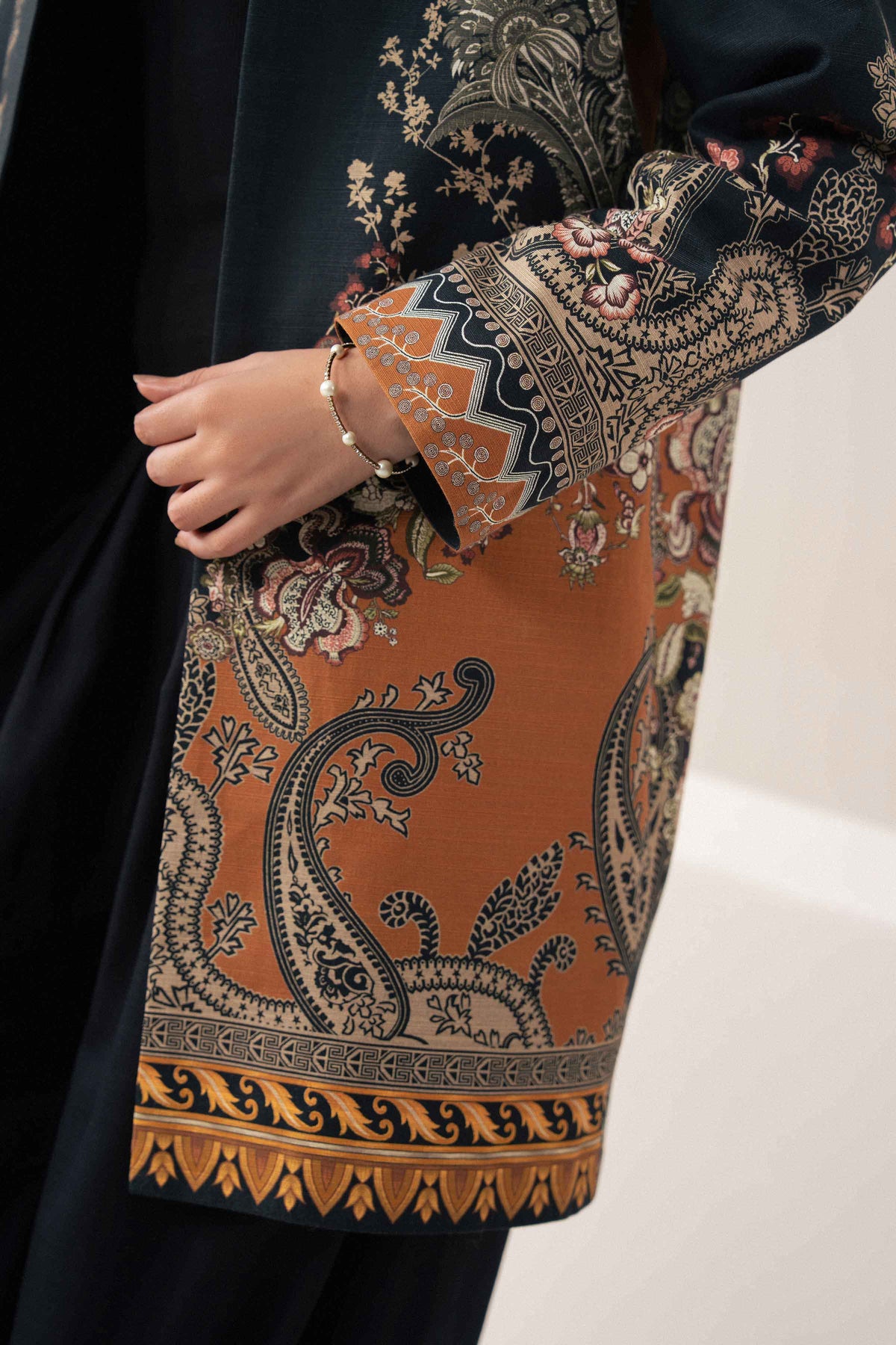 Blue Printed Jacket in Khaddar ready-to-wear