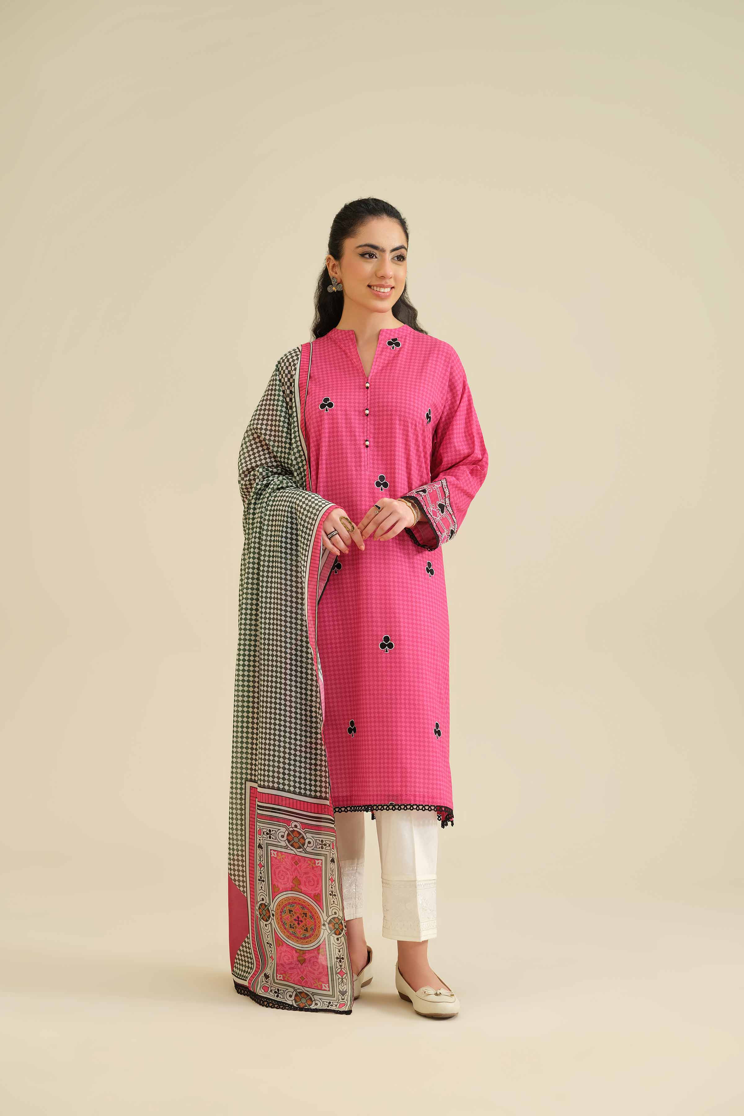 NISHATUAE - Pink Embroidered Cambric 2-piece Ready to wear Dress