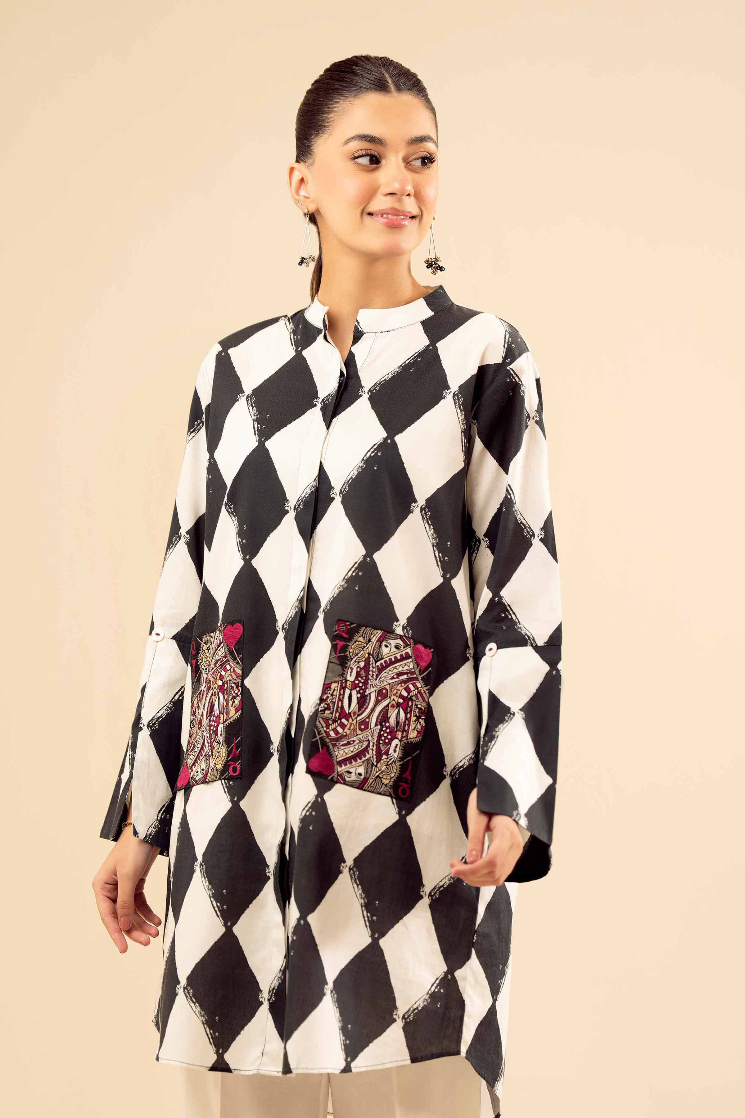 NISHATUAE - White Embroidered Cambric Ready to wear Shirt