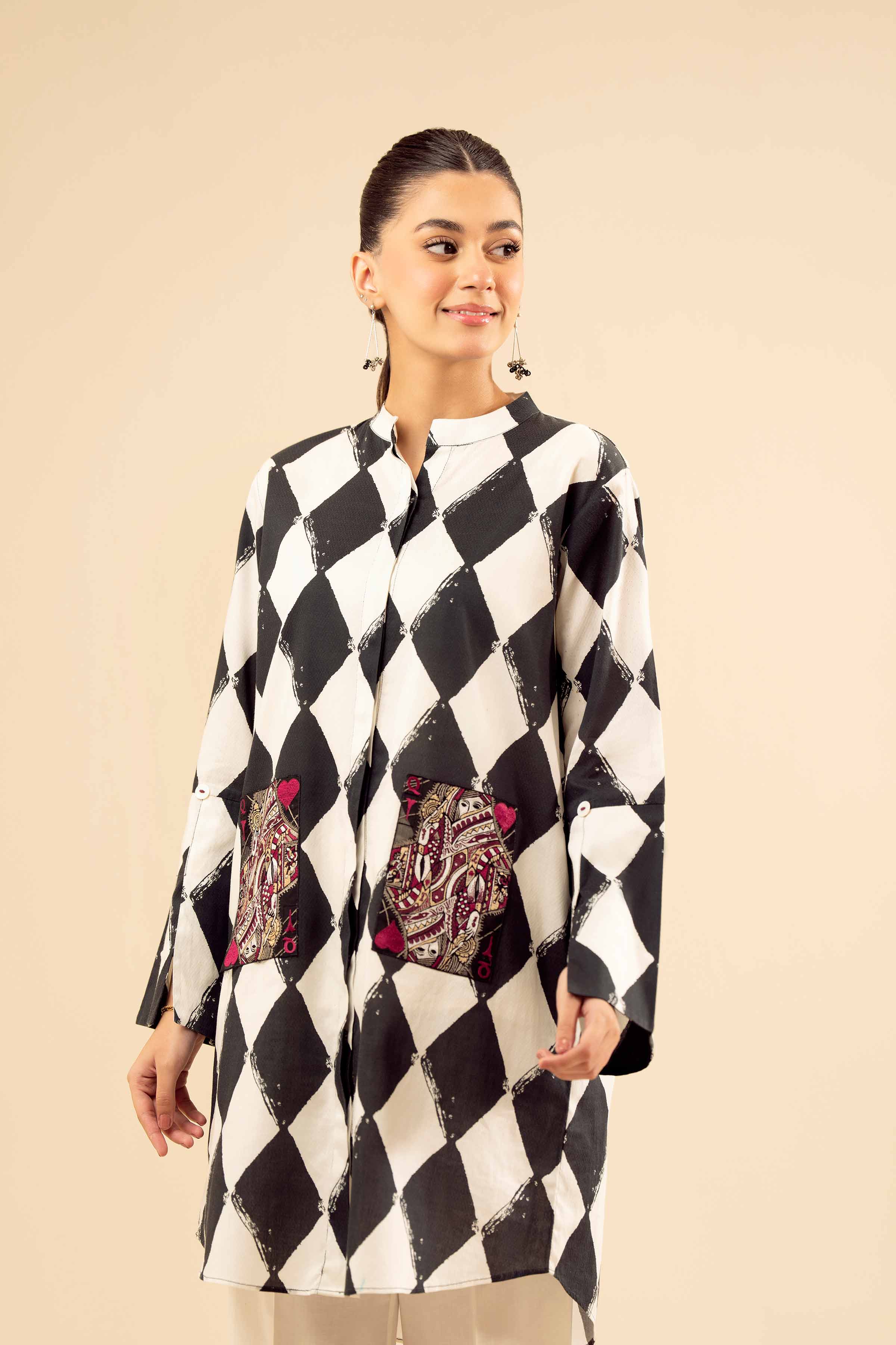 NISHATUAE - White Embroidered Cambric Ready to wear Shirt