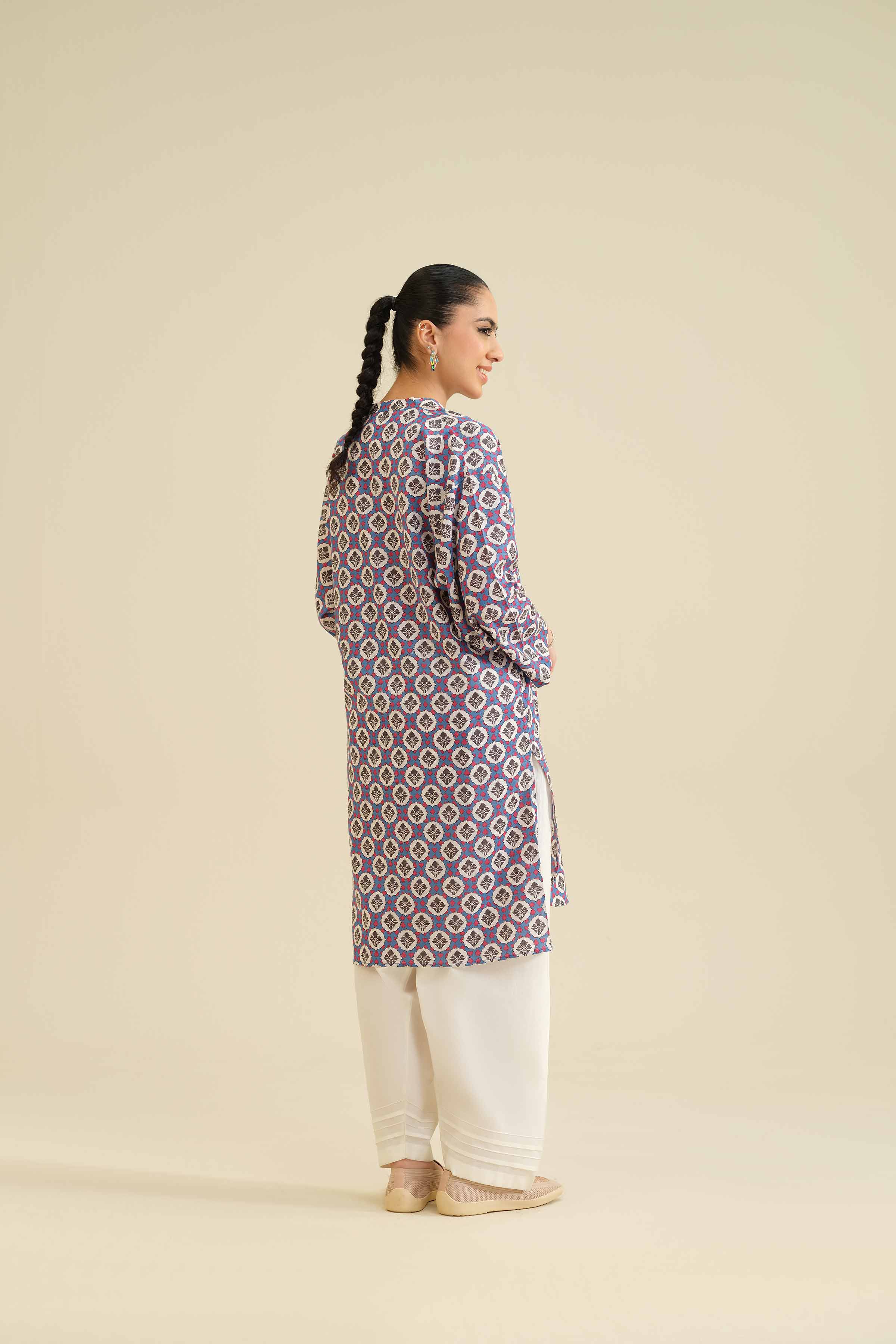 NISHATUAE - Blue Printed Karandi Ready to wear Shirt