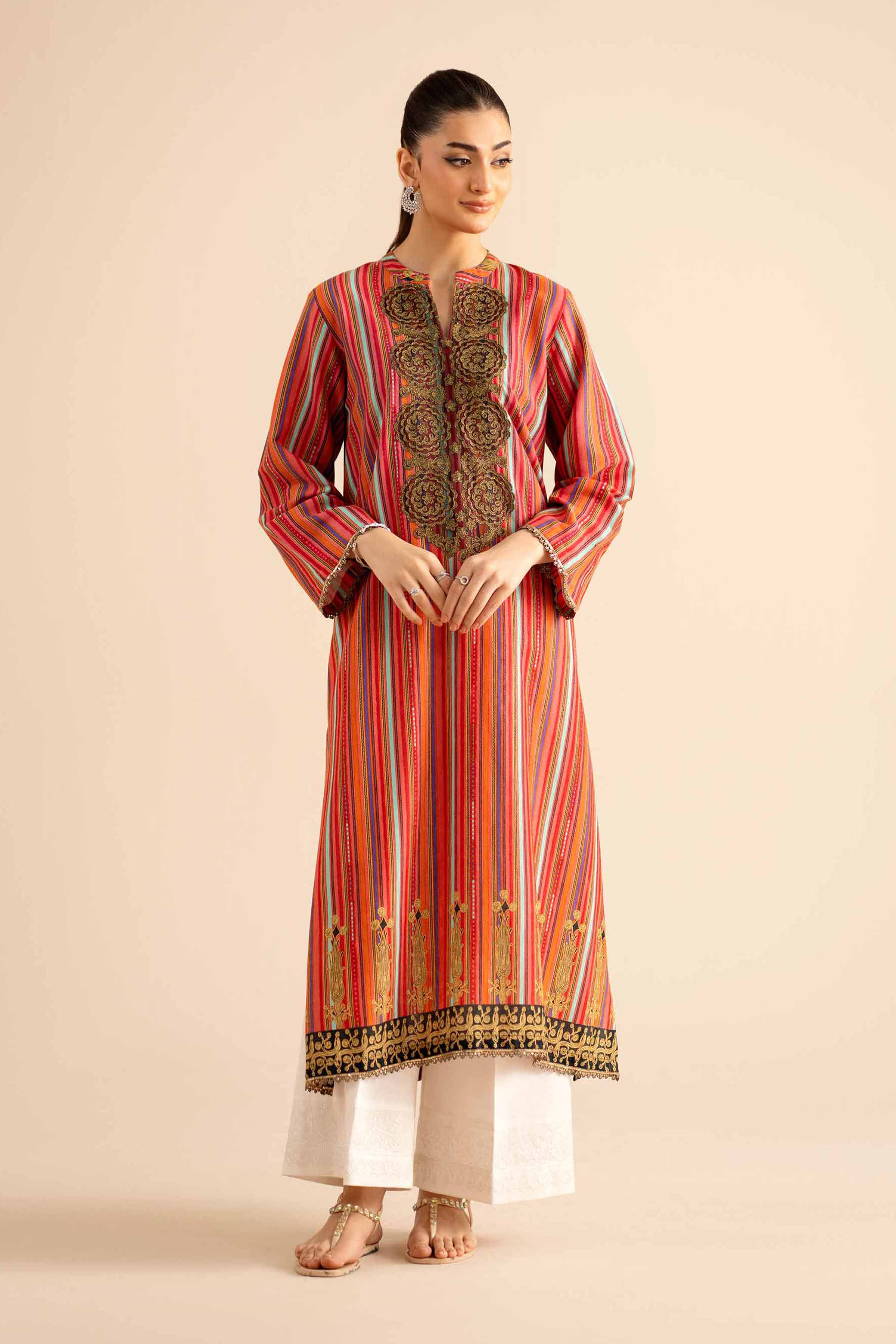NISHATUAE - Multi Embroidered Karandi Ready to wear Shirt