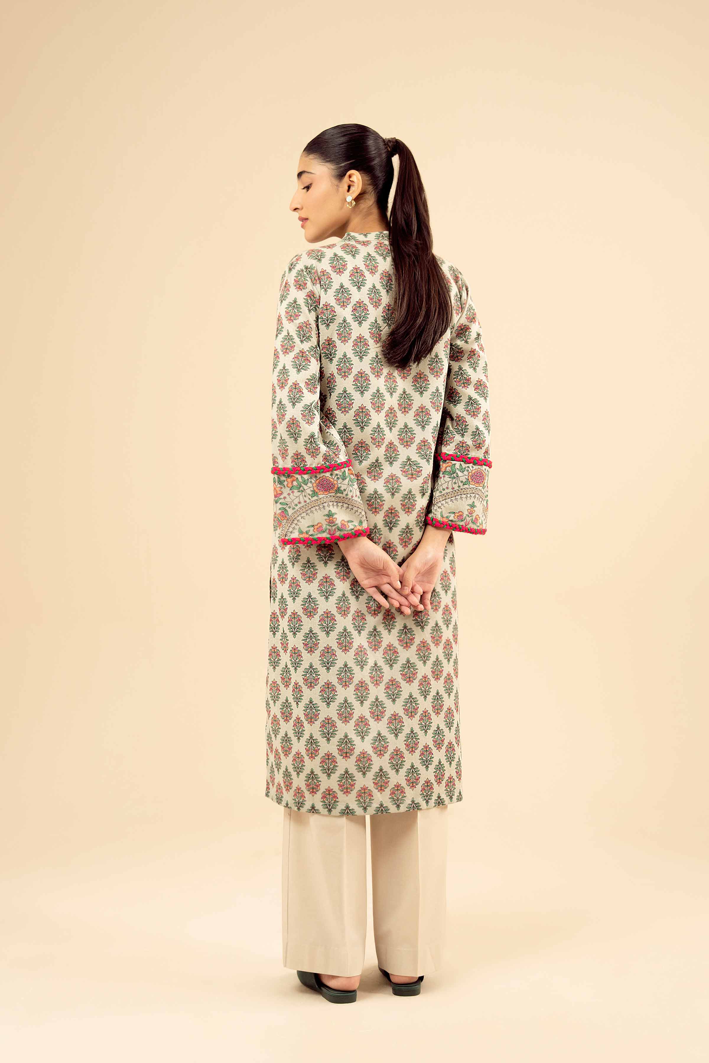 NISHATUAE - Green Printed Karandi Ready to wear Shirt