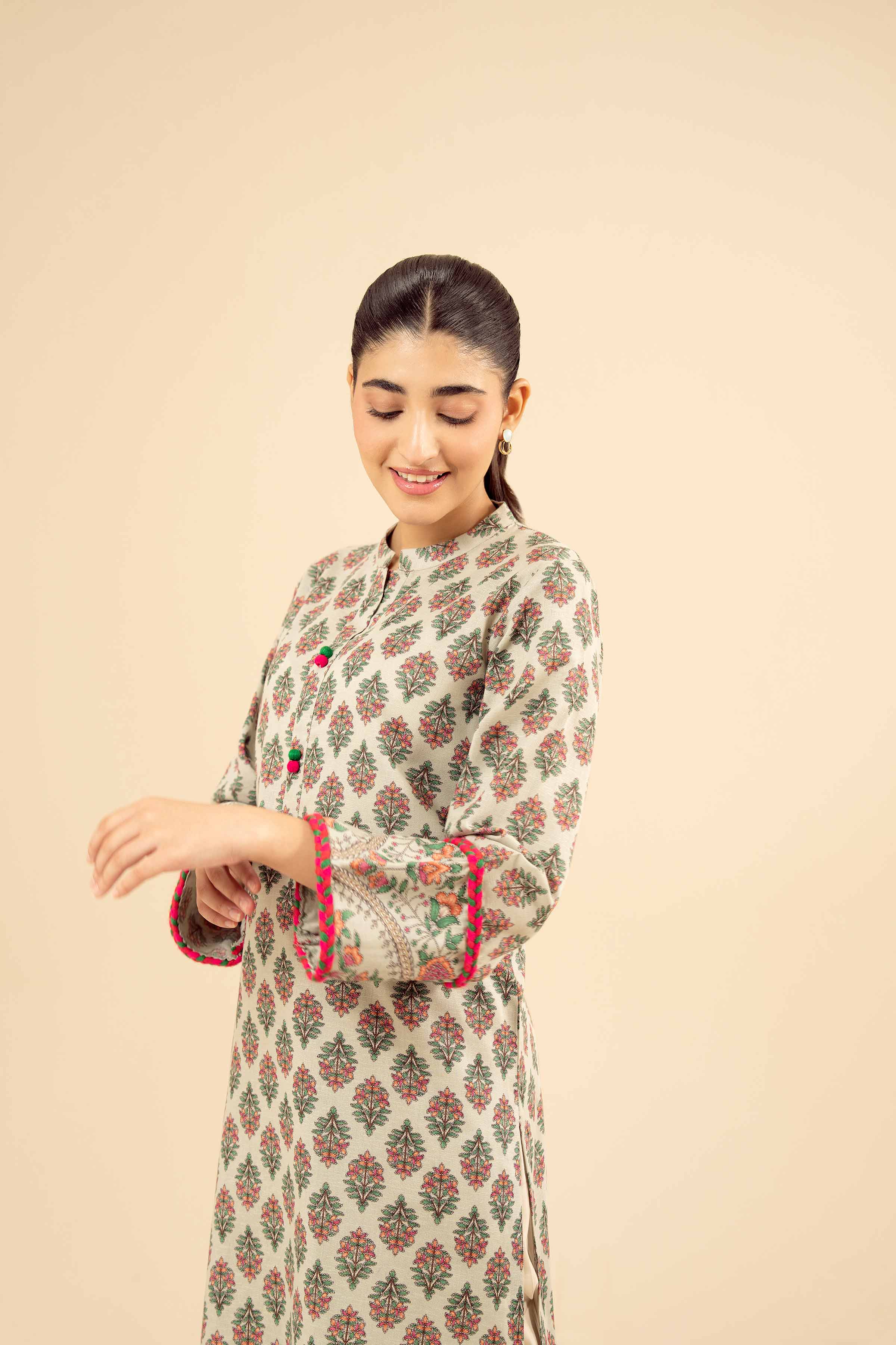 NISHATUAE - Green Printed Karandi Ready to wear Shirt