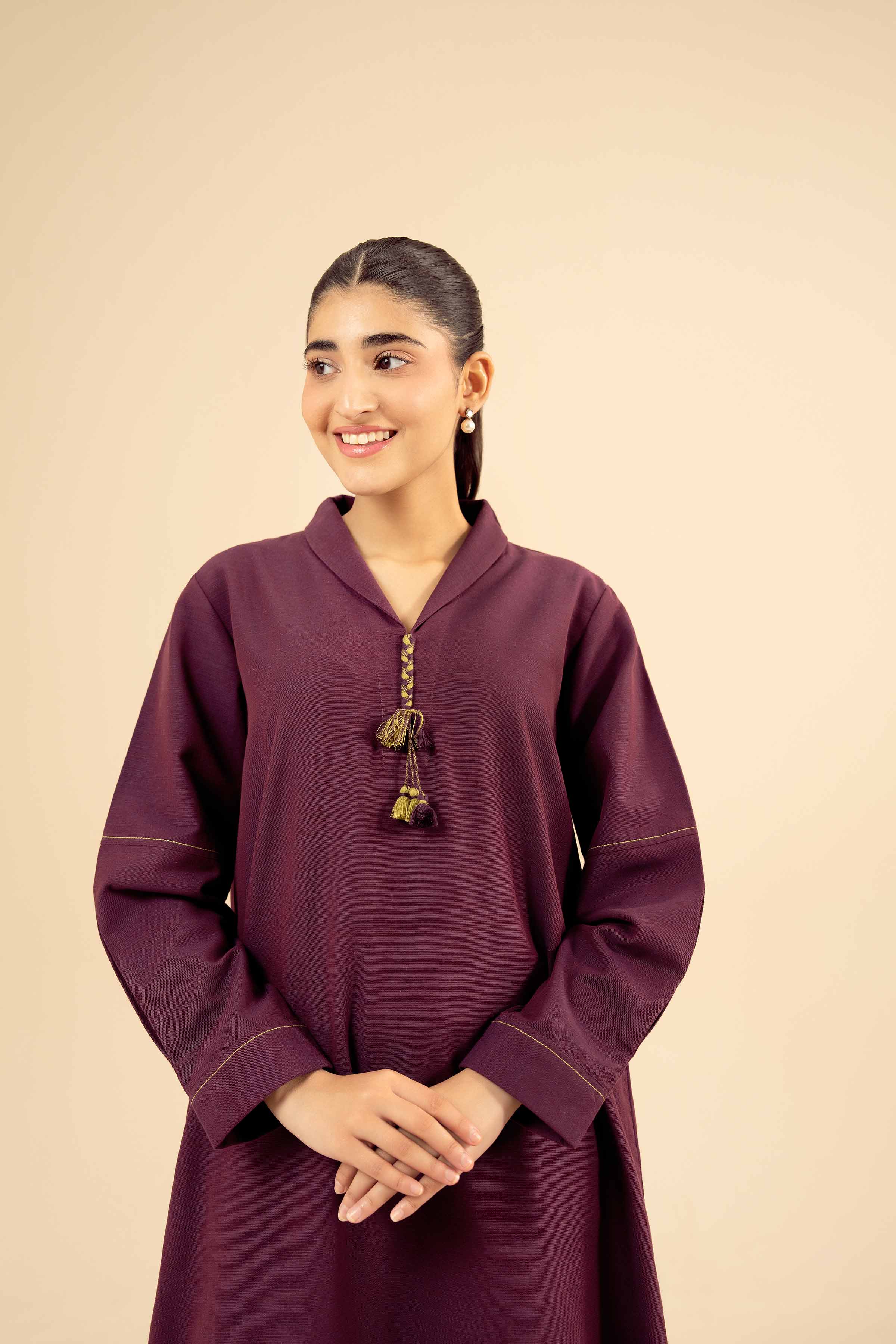 NISHATUAE - Purple Solids Yarn Dyed Ready to wear Shirt