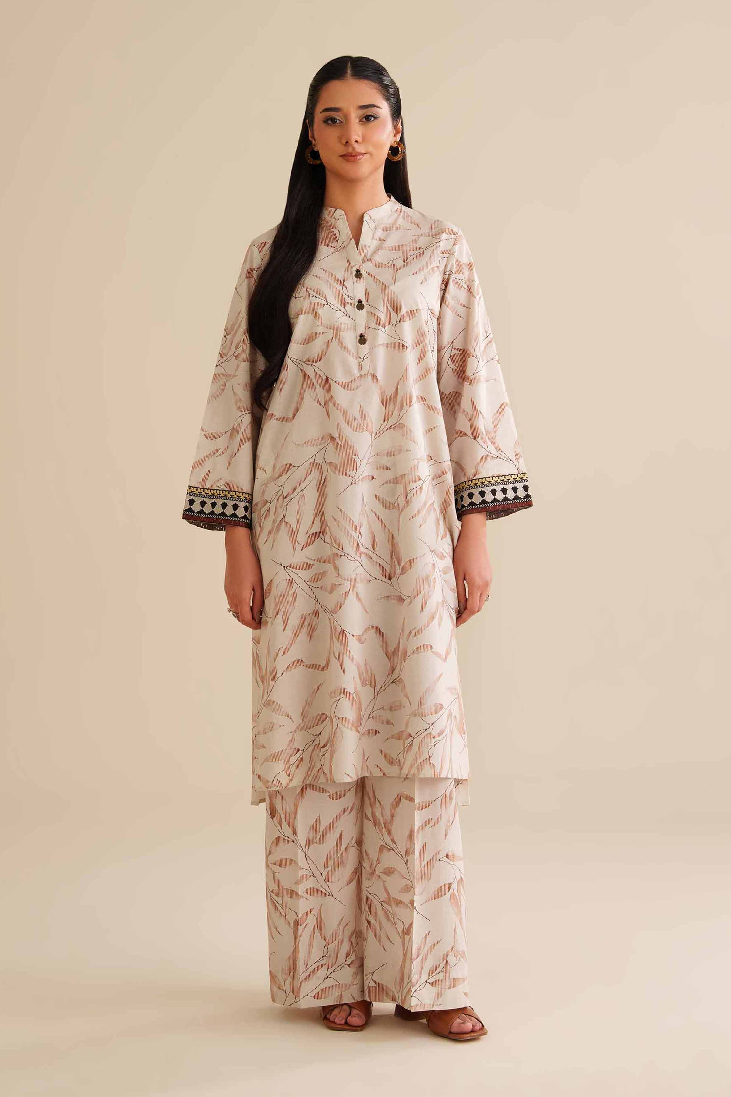 NISHATUAE - Off White Embroidered Cambric 2-piece Ready to wear Dress