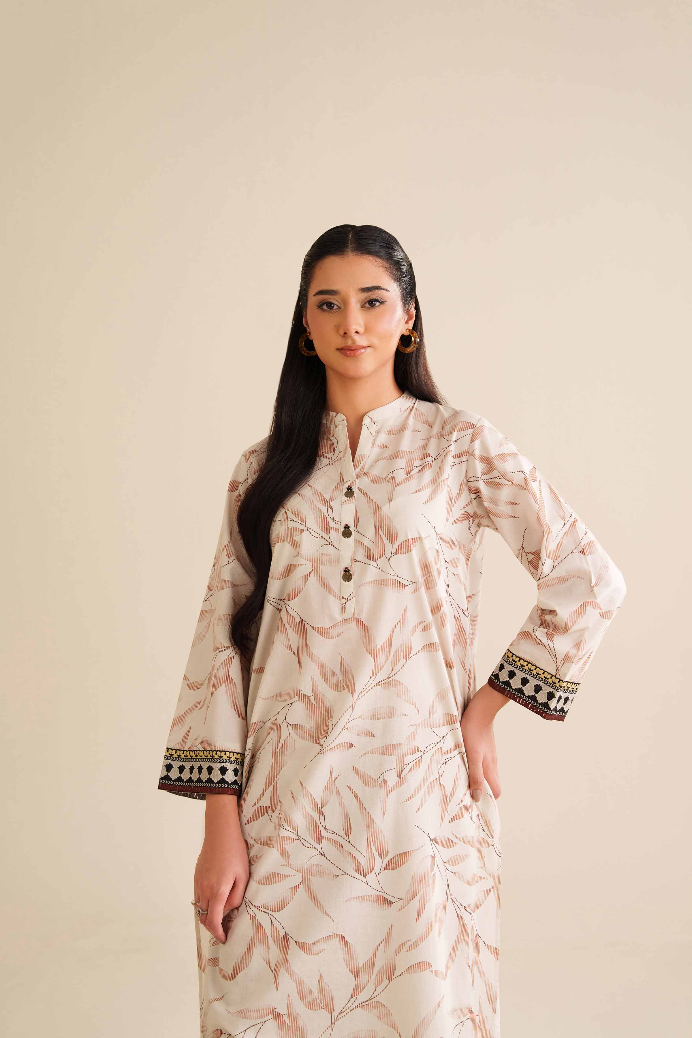 NISHATUAE - Off White Embroidered Cambric 2-piece Ready to wear Dress