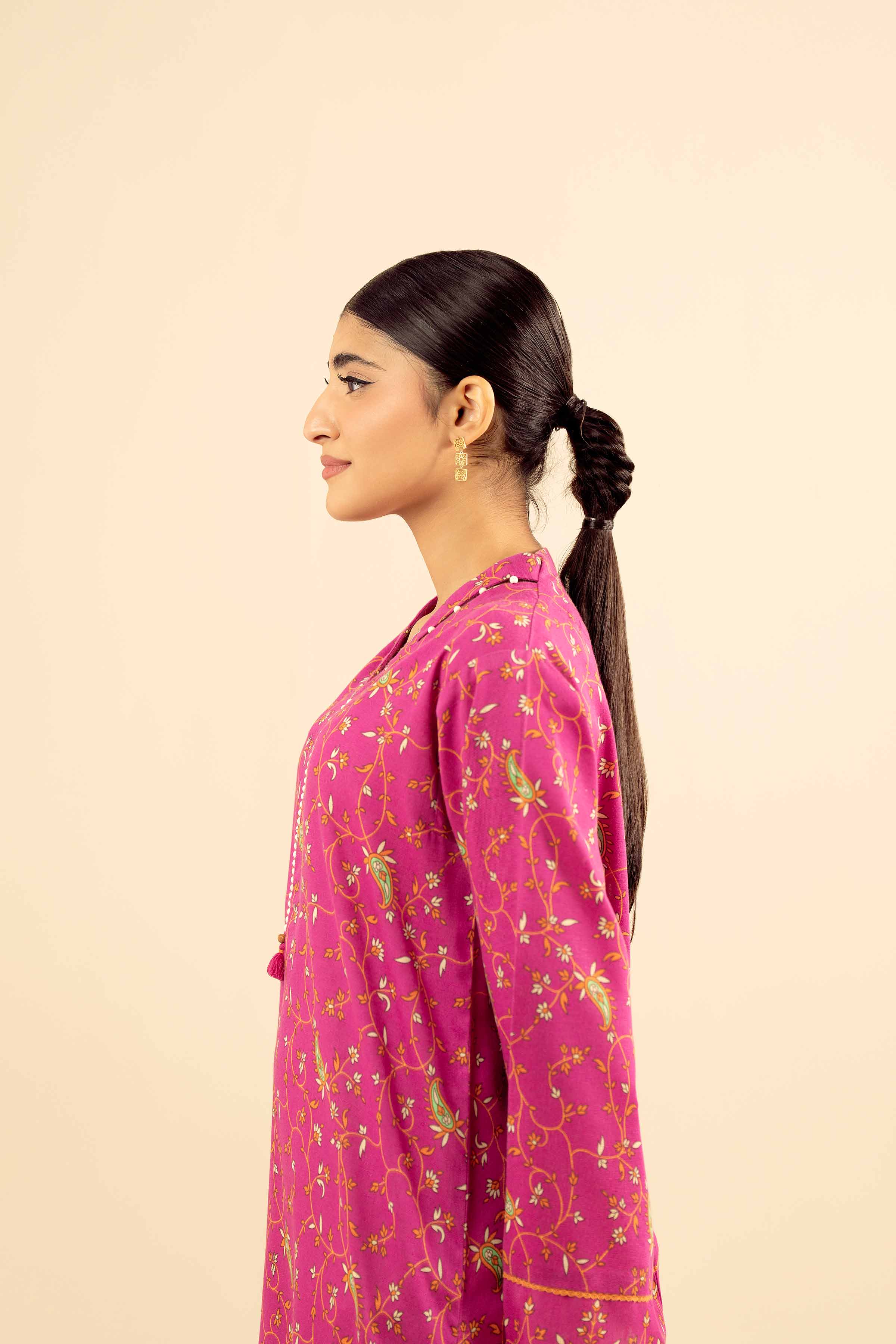 NISHATUAE - Pink Printed Karandi Ready to wear Kurta