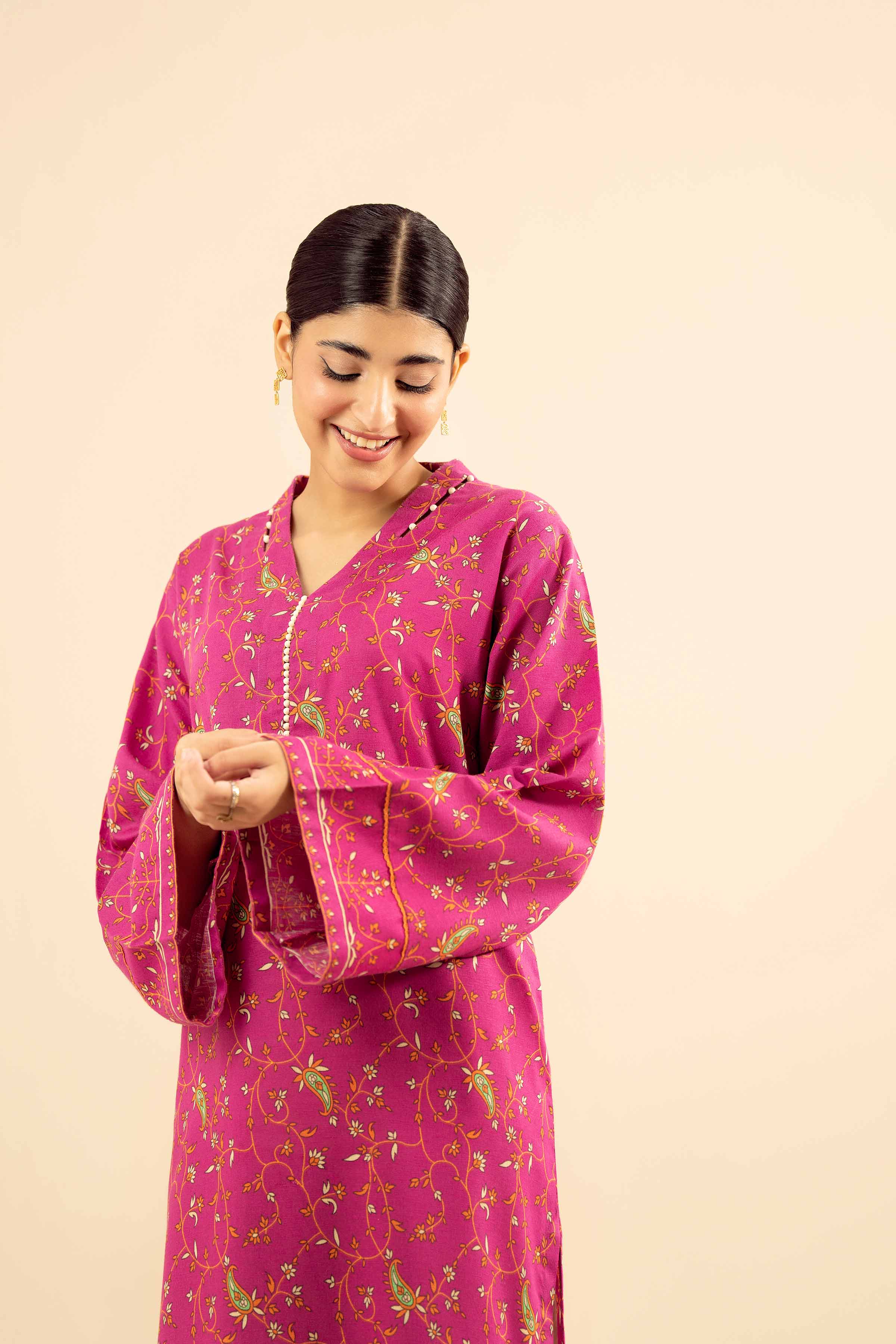 NISHATUAE - Pink Printed Karandi Ready to wear Kurta
