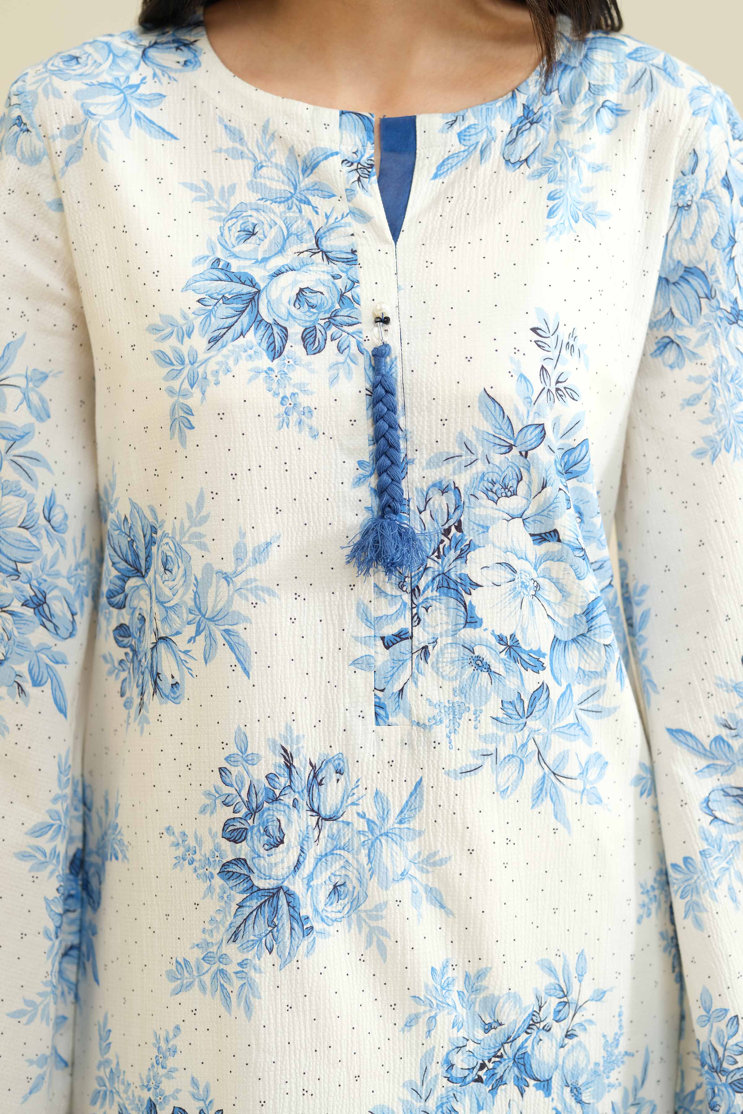 NISHATUAE - White Printed Crush 2-piece Ready to wear Dress