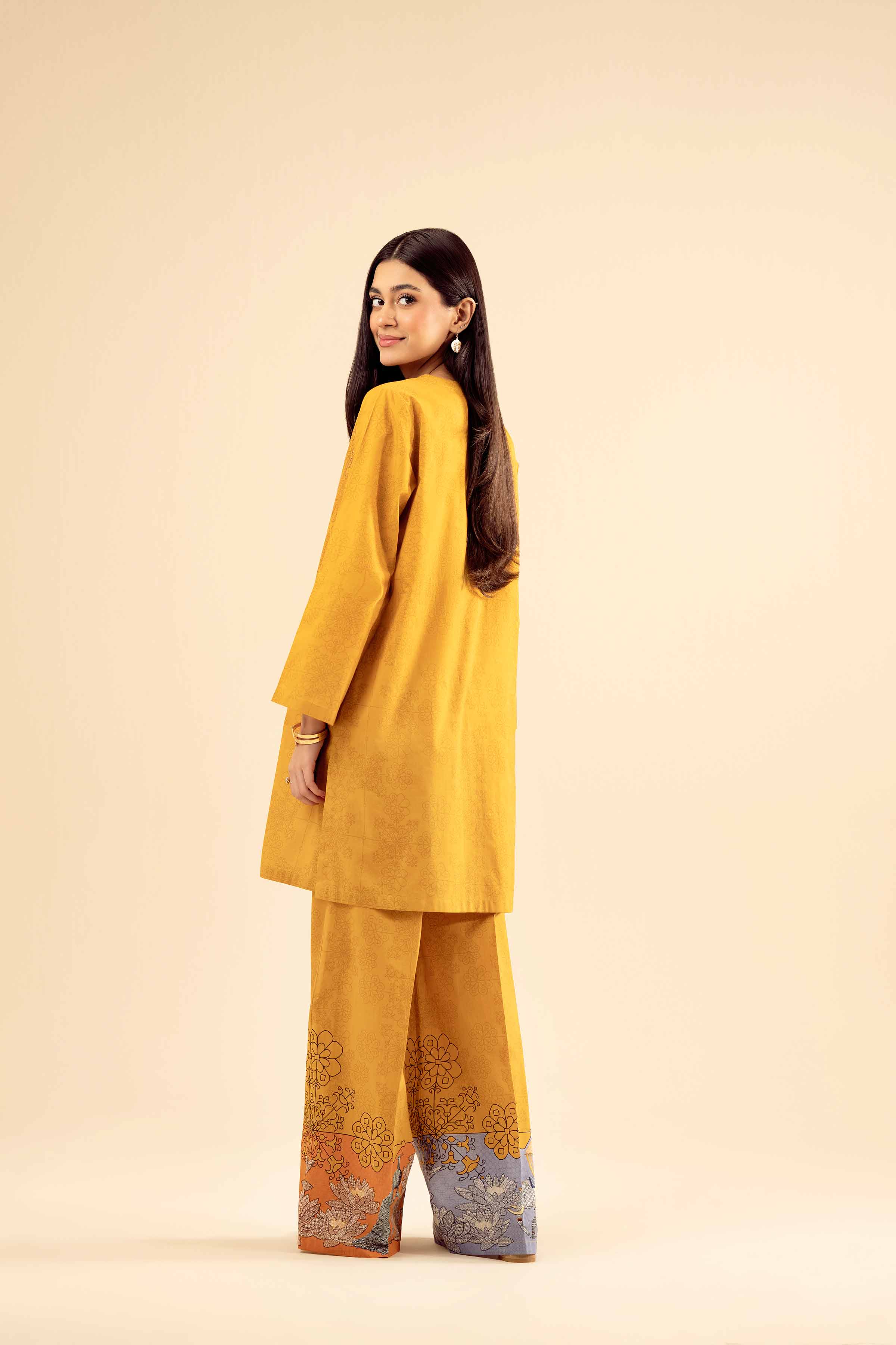 NISHATUAE - Mustard Embroidered Cambric 2-piece Ready to wear Dress
