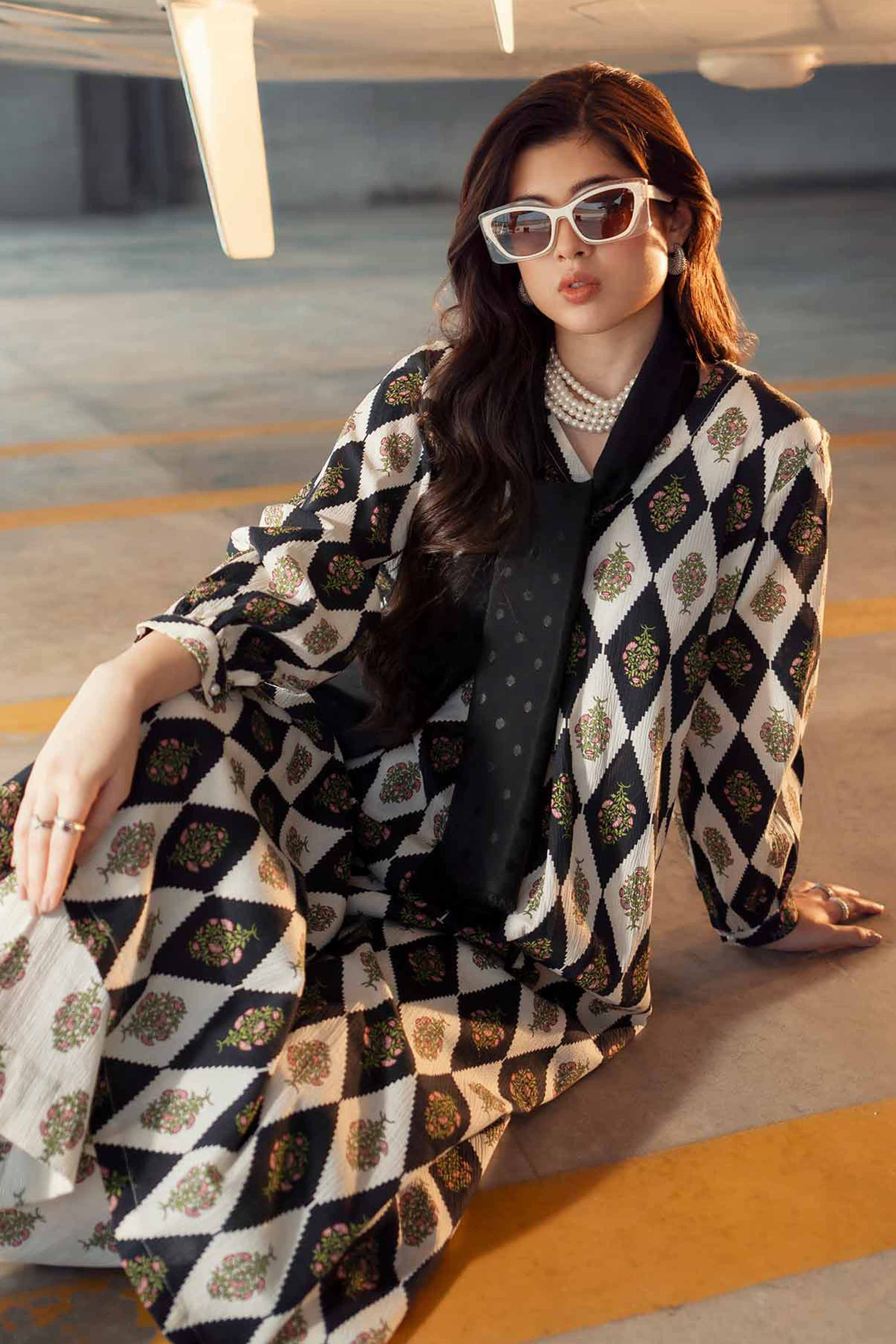 NISHATUAE - Black Printed Crush 2-piece Ready to wear Dress