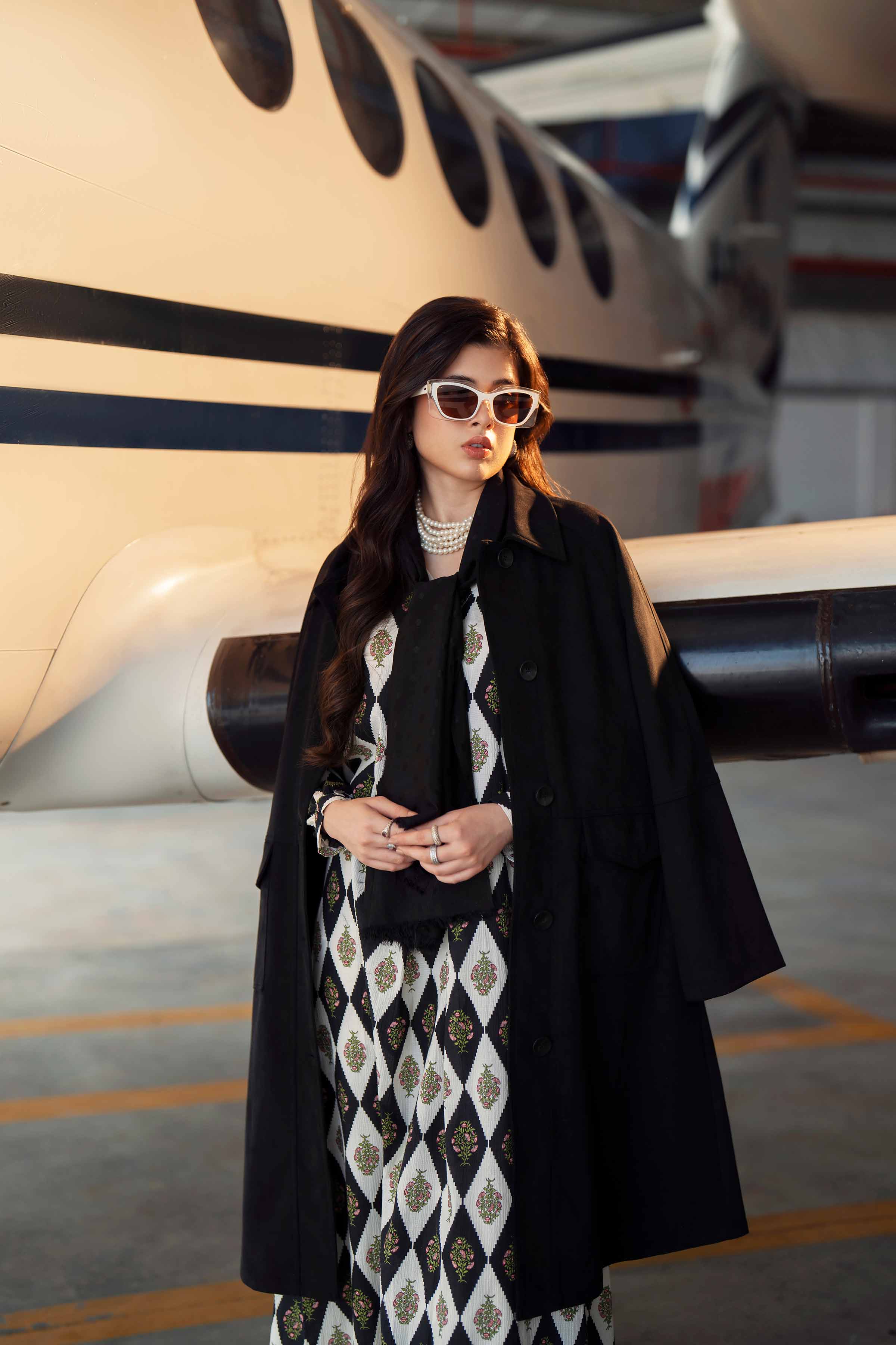 NISHATUAE - Black Printed Crush 2-piece Ready to wear Dress