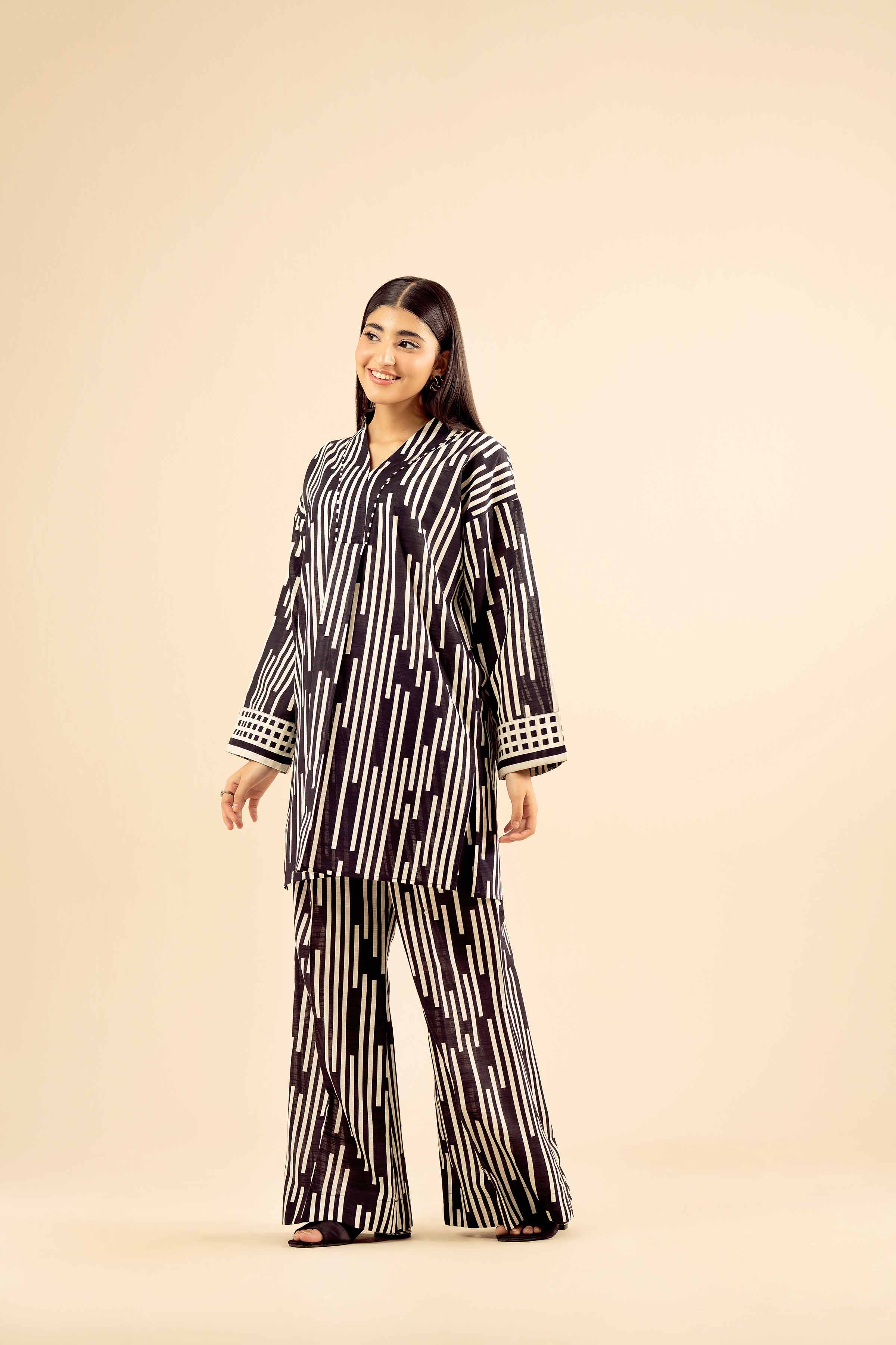 NISHATUAE - Black Printed Khaddar 2-piece Ready to wear Dress