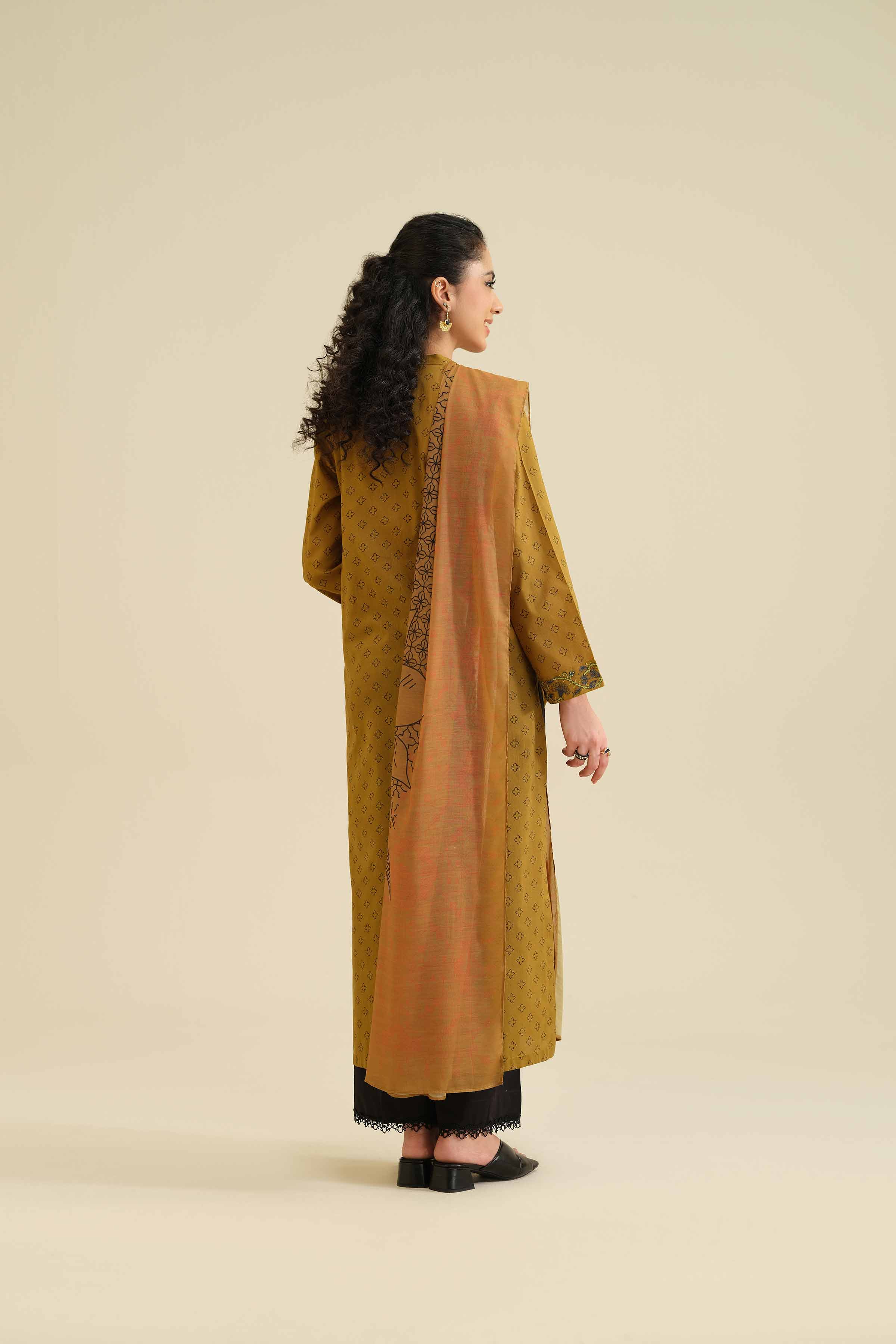 NISHATUAE - Brown Embroidered Cambric 2-piece Ready to wear Dress