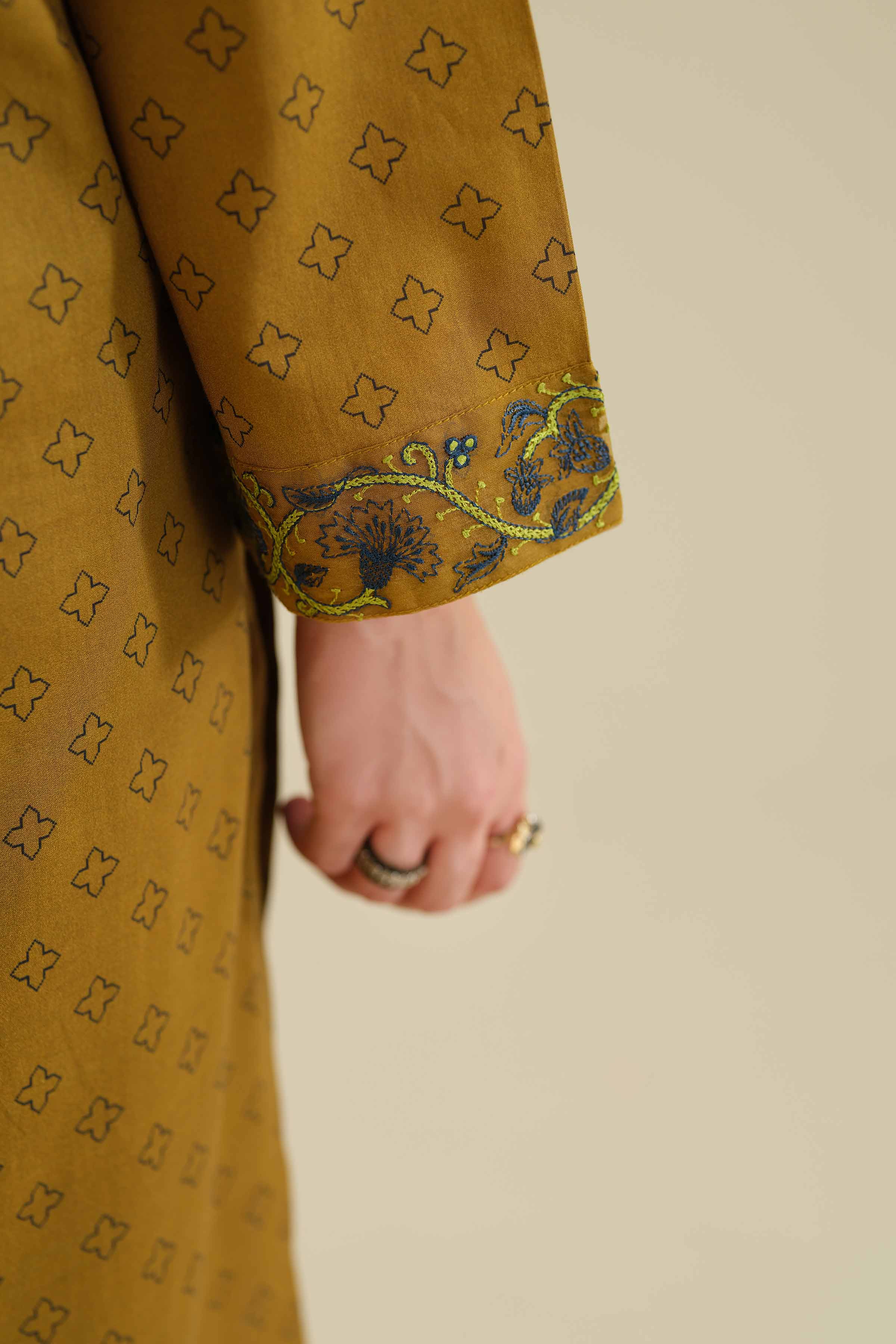 NISHATUAE - Brown Embroidered Cambric 2-piece Ready to wear Dress