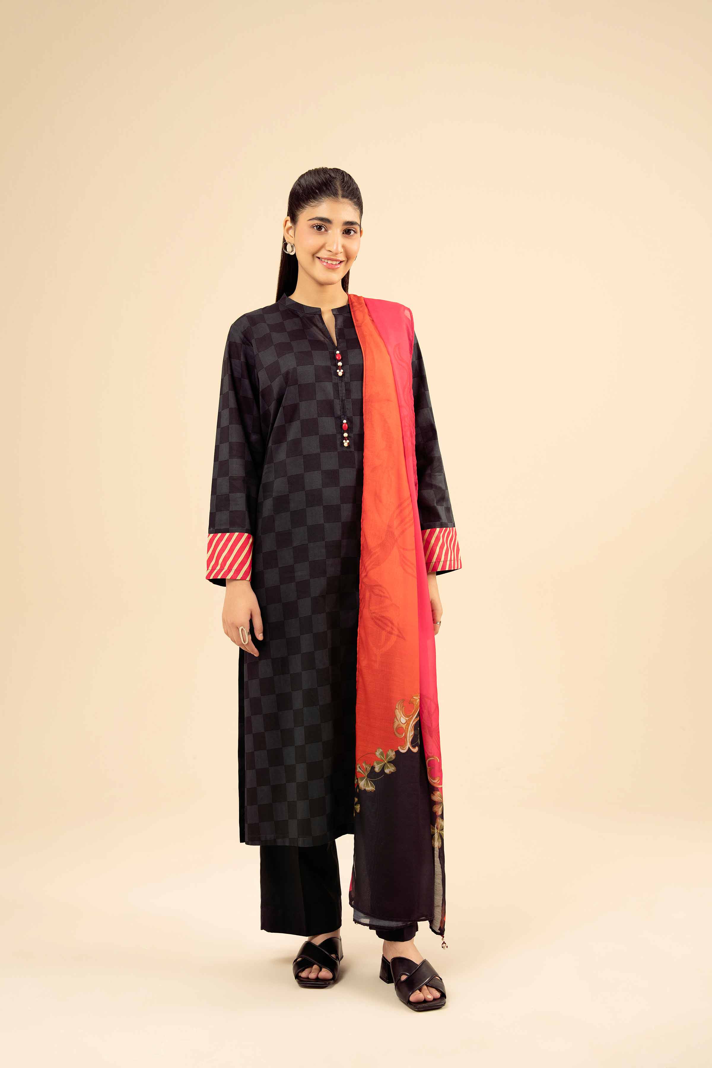 NISHATUAE - Black Printed Cambric 2-piece Ready to wear Dress
