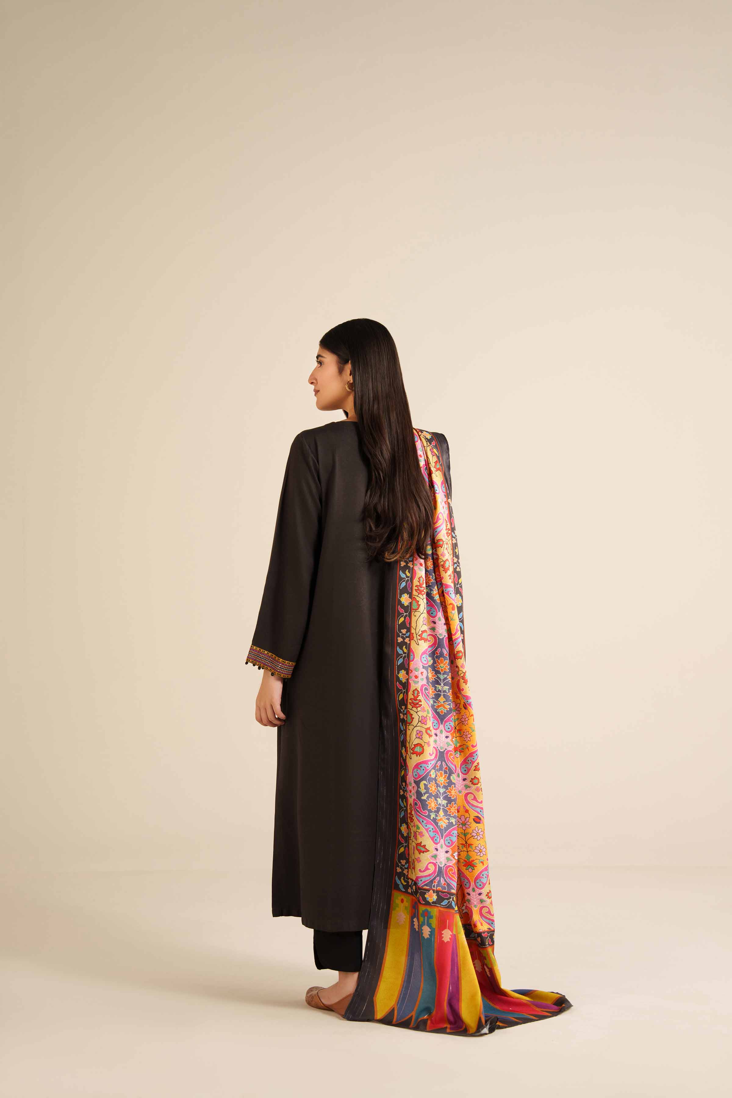 NISHATUAE - Black Embroidered Marina 2-piece Ready to wear Dress