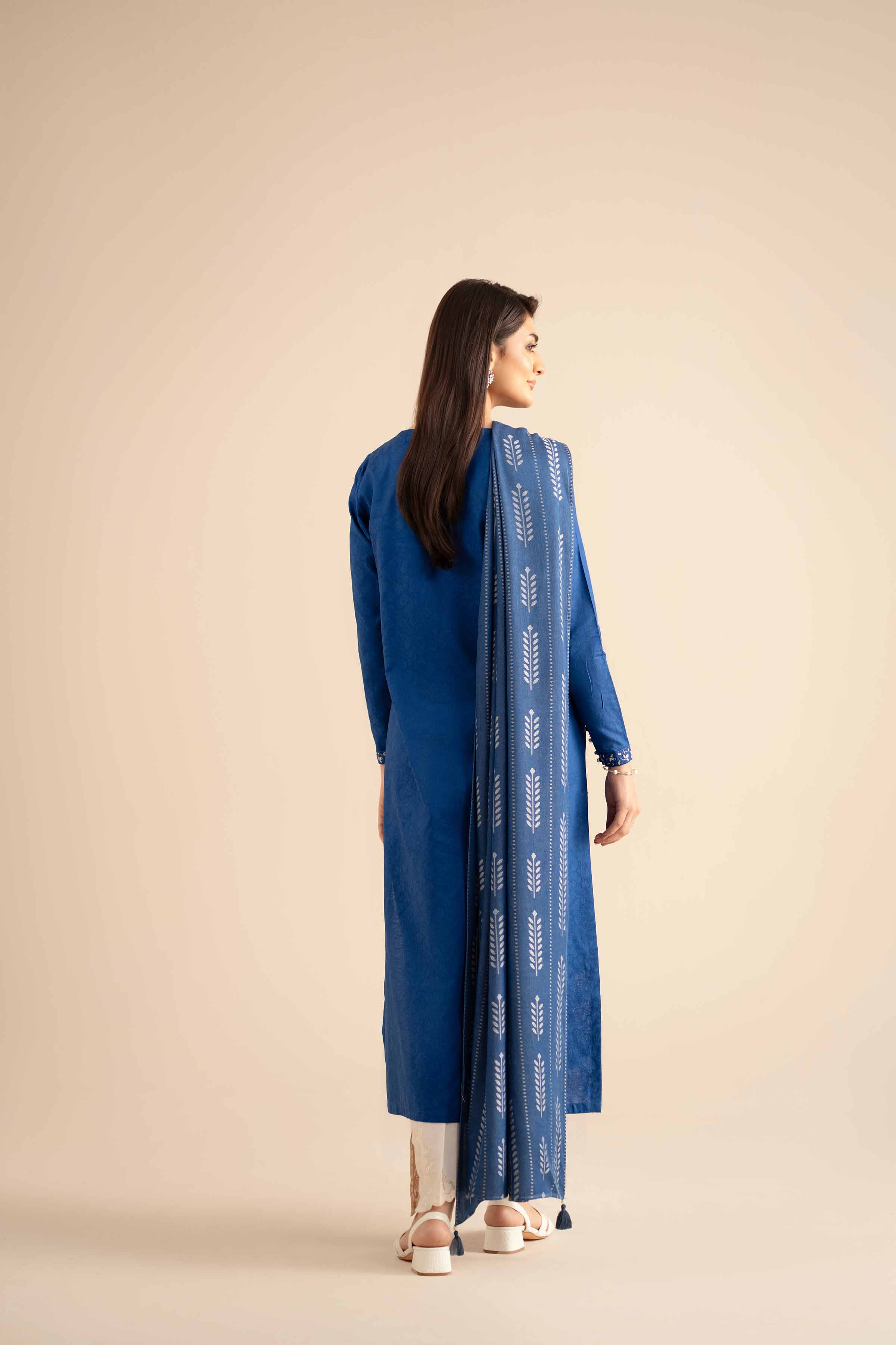 NISHATUAE - Blue Embroidered Jacquard 2-piece Ready to wear Dress