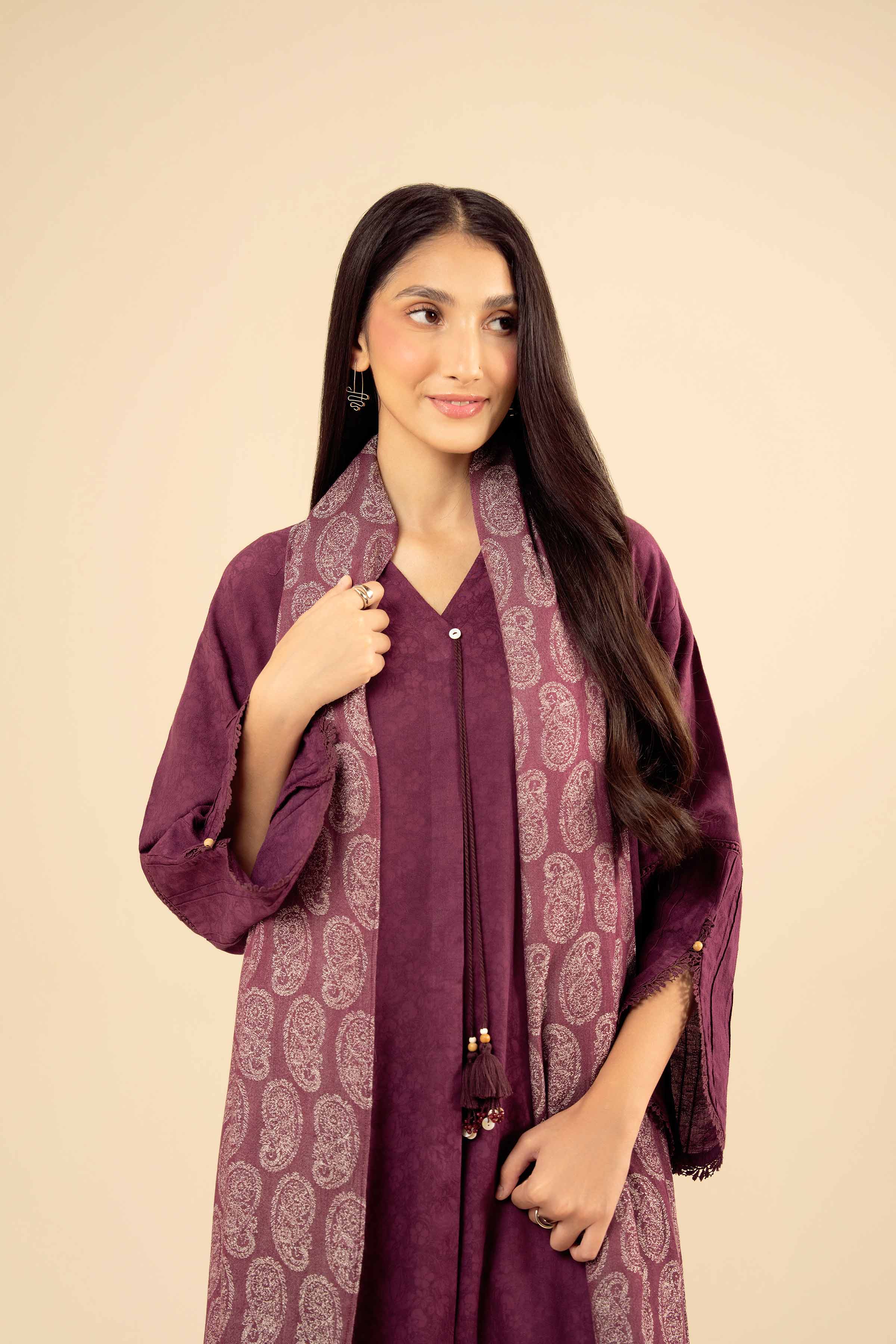 NISHATUAE - Purple Solids Jacquard 2-piece Ready to wear Dress