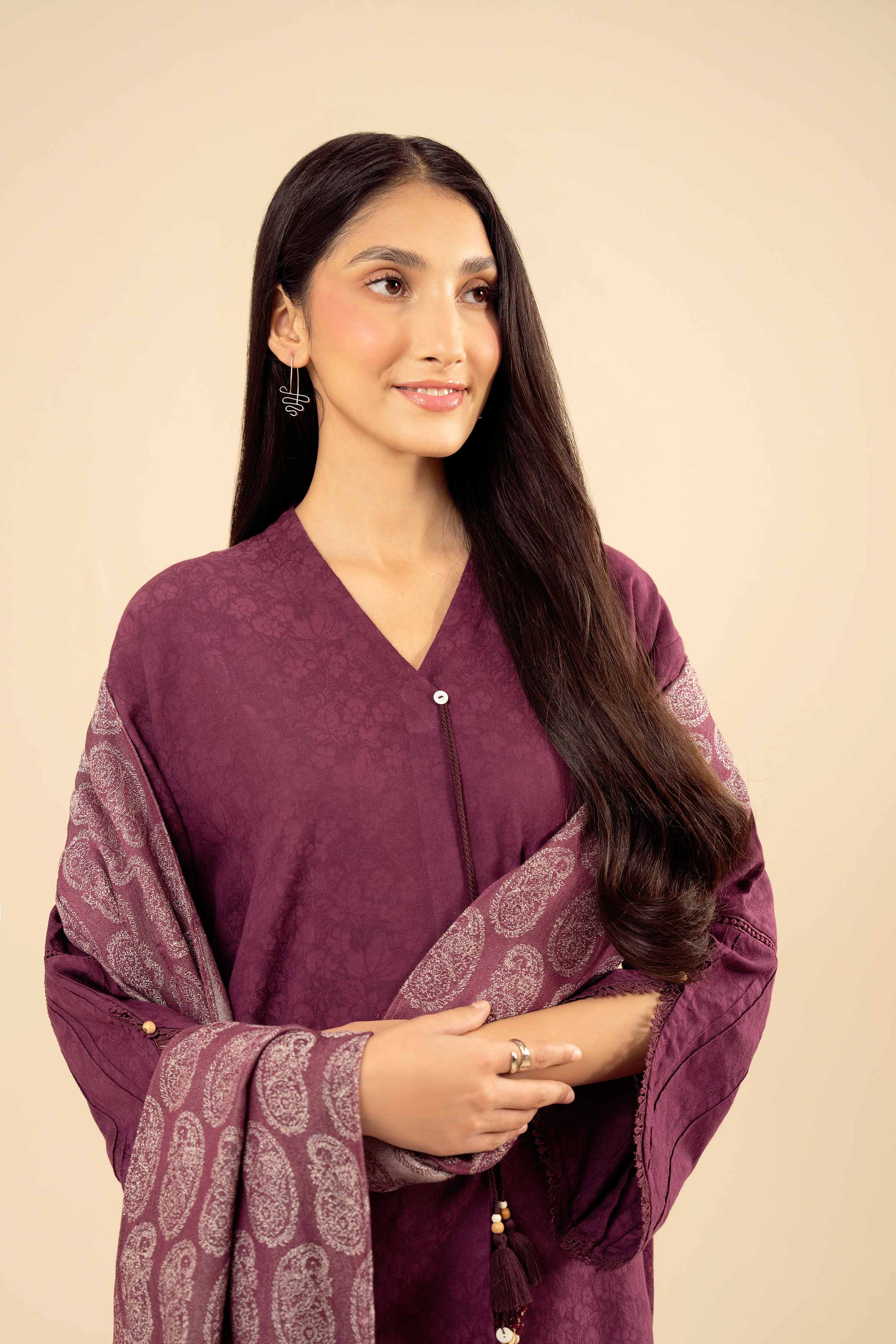 NISHATUAE - Purple Solids Jacquard 2-piece Ready to wear Dress