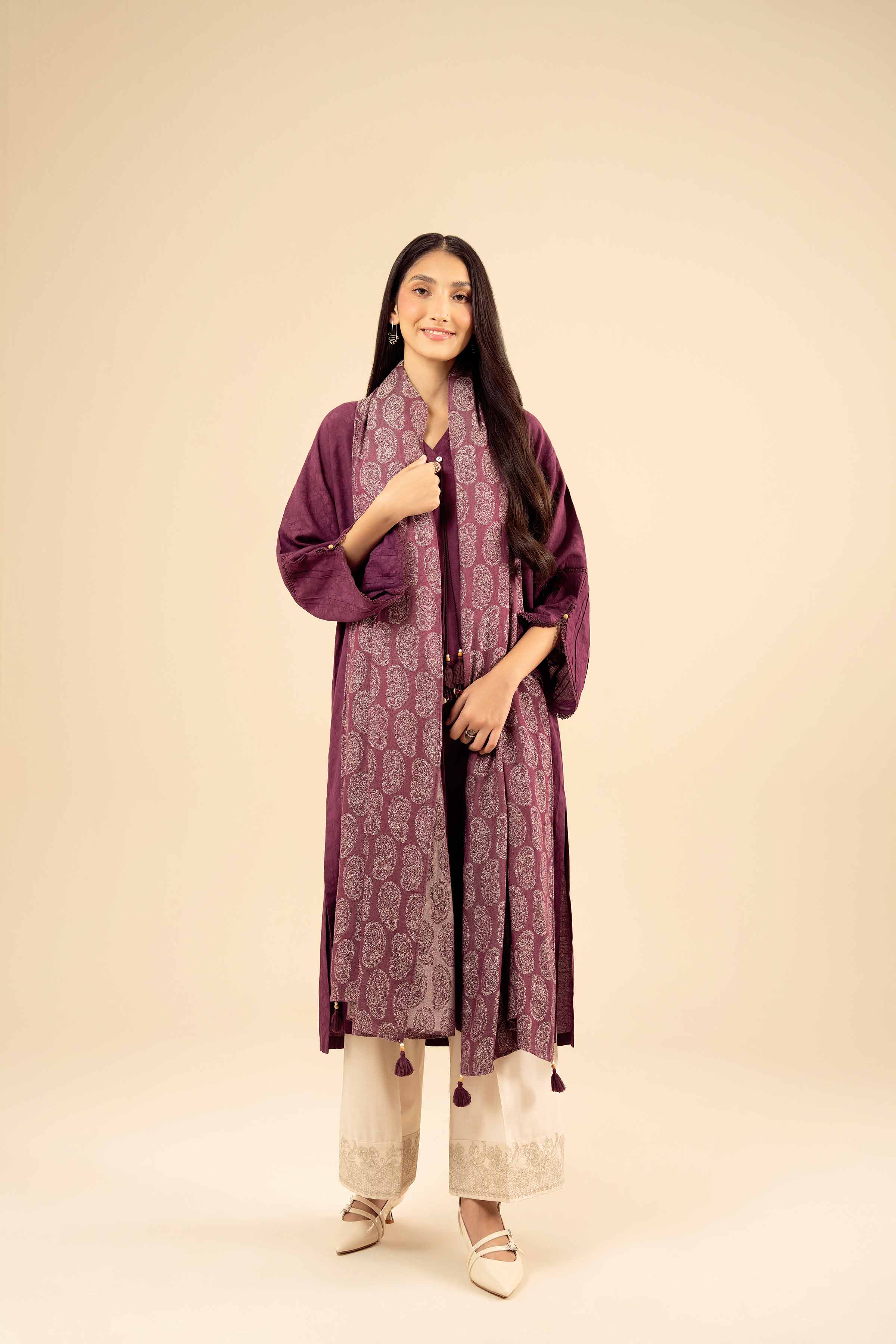 NISHATUAE - Purple Solids Jacquard 2-piece Ready to wear Dress