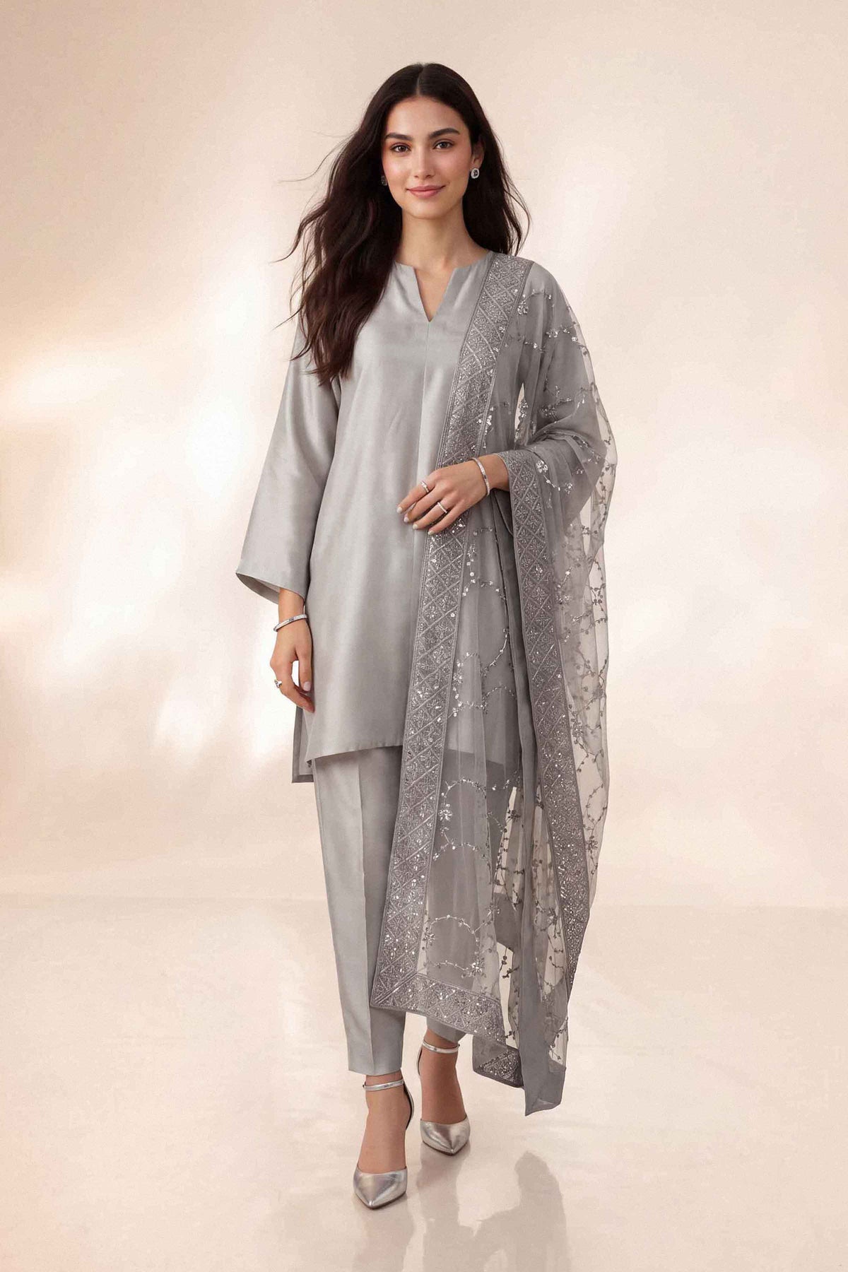 EMBROIDERED DUPATTA - ST1DE-LUXE26WV1-4