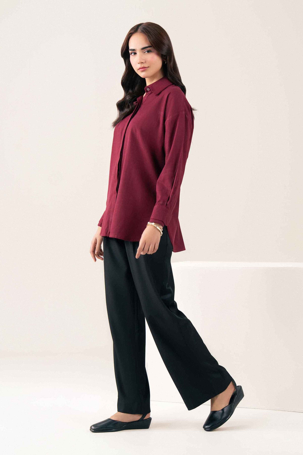 Red Solid Shirt in Yarn Dyed ready-to-wear
