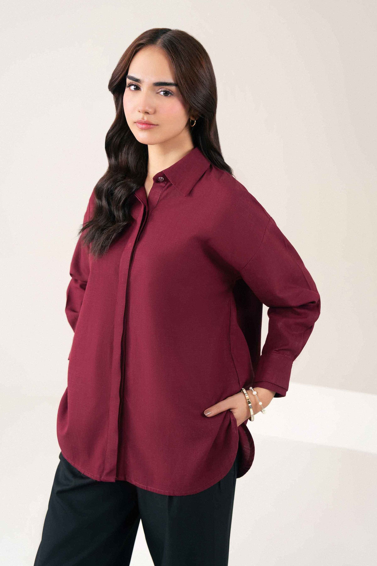Red Solid Shirt in Yarn Dyed ready-to-wear