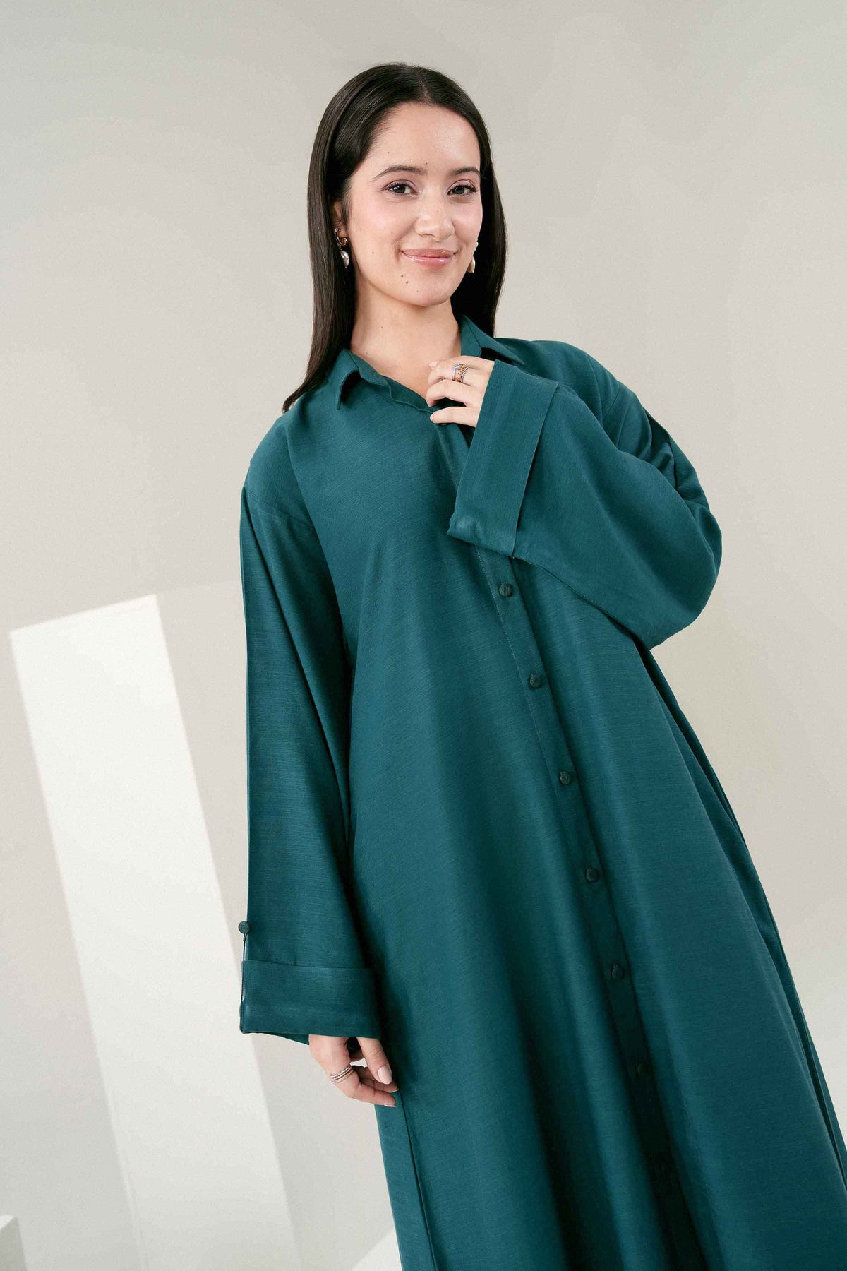 Green Solid Shirt in Yarn Dyed ready-to-wear