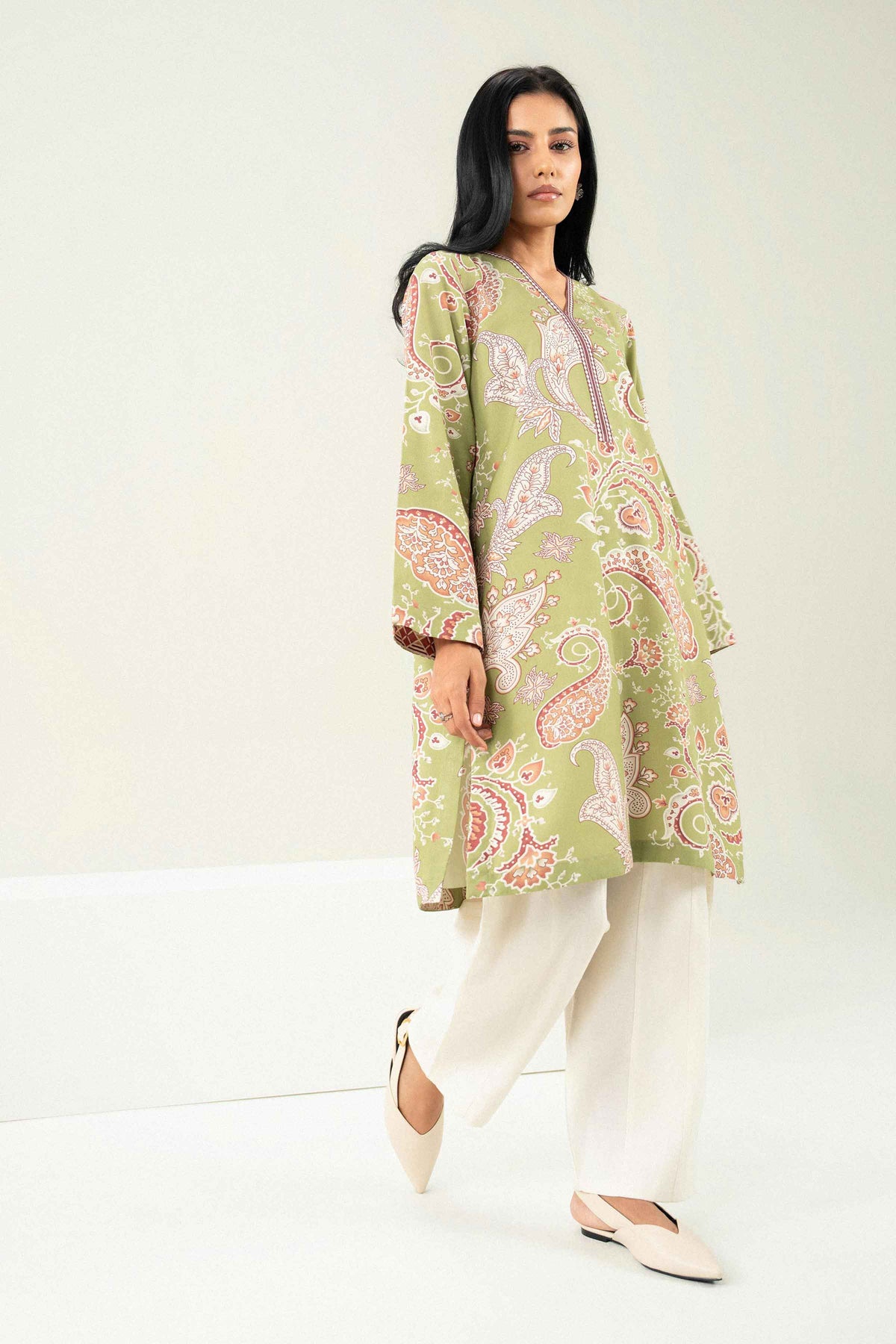 Green Printed Shirt in Linen ready-to-wear