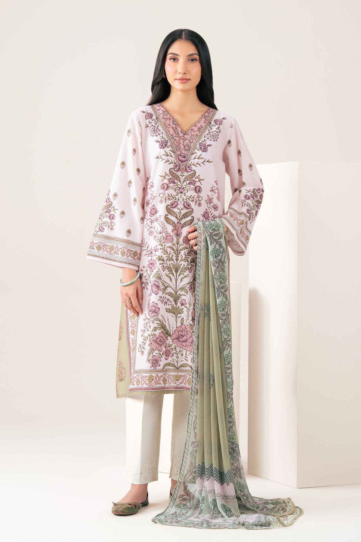 Pink 2-Piece Printed Suit in Cambric ready-to-wear