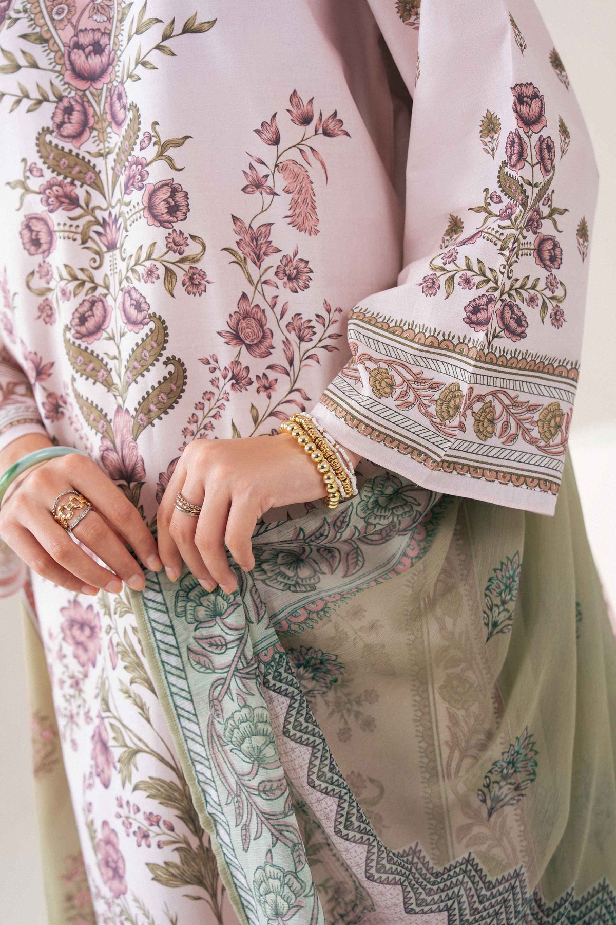 Pink 2-Piece Printed Suit in Cambric ready-to-wear