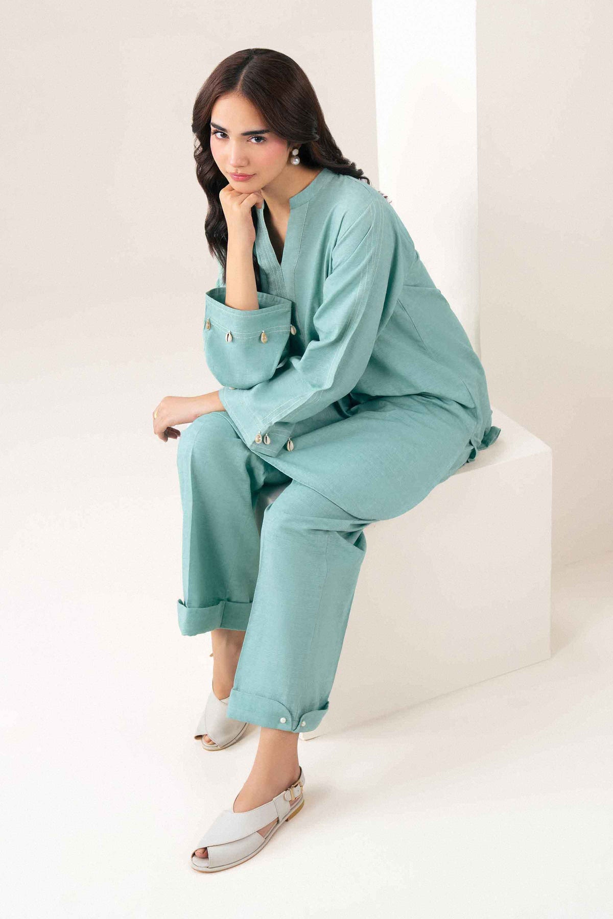Blue 2-Piece Solid Suit in Jacquard ready-to-wear