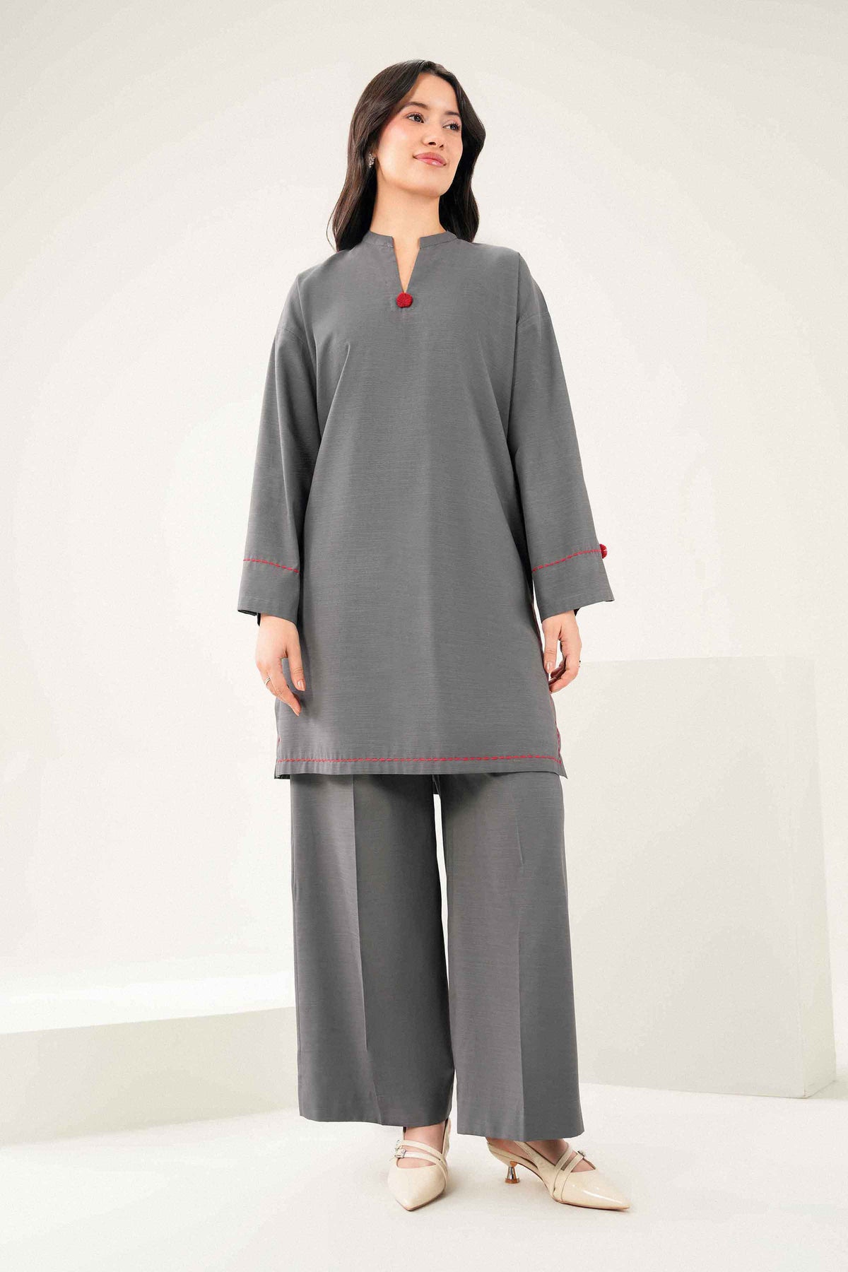 Grey 2-Piece Solid Suit in Yarn Dyed ready-to-wear