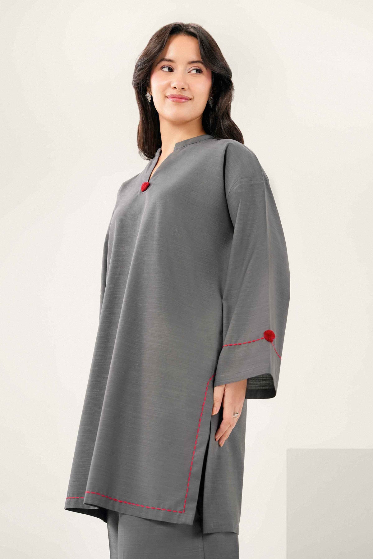 Grey 2-Piece Solid Suit in Yarn Dyed ready-to-wear