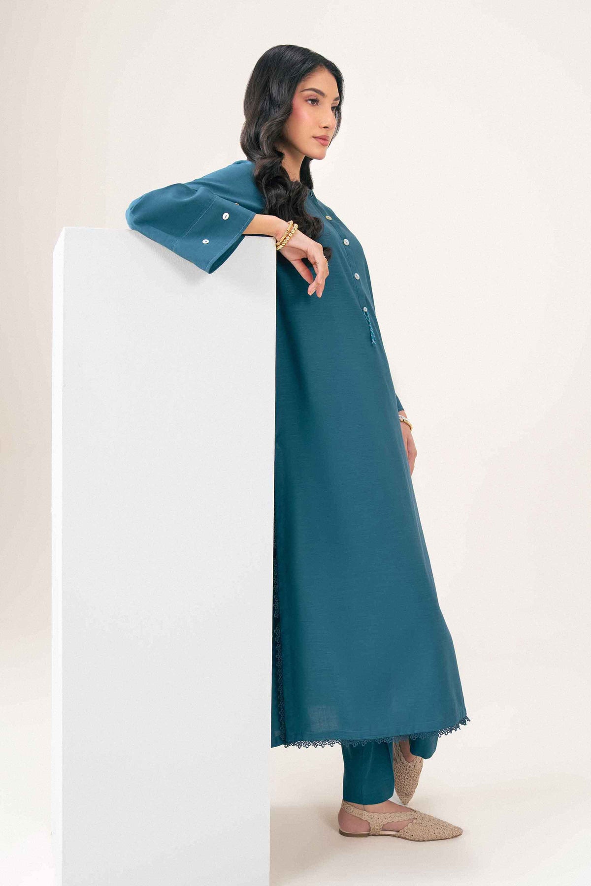 Teal 2-Piece Solid Suit in Yarn Dyed ready-to-wear