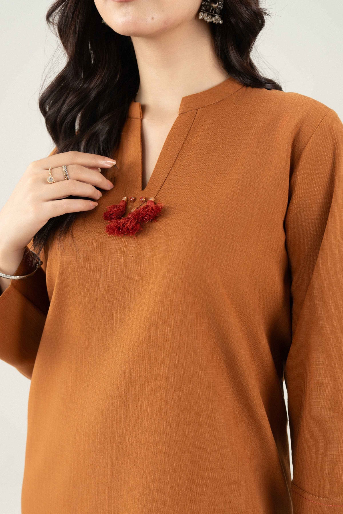 Brown Solid Shirt in Yarn Dyed ready-to-wear
