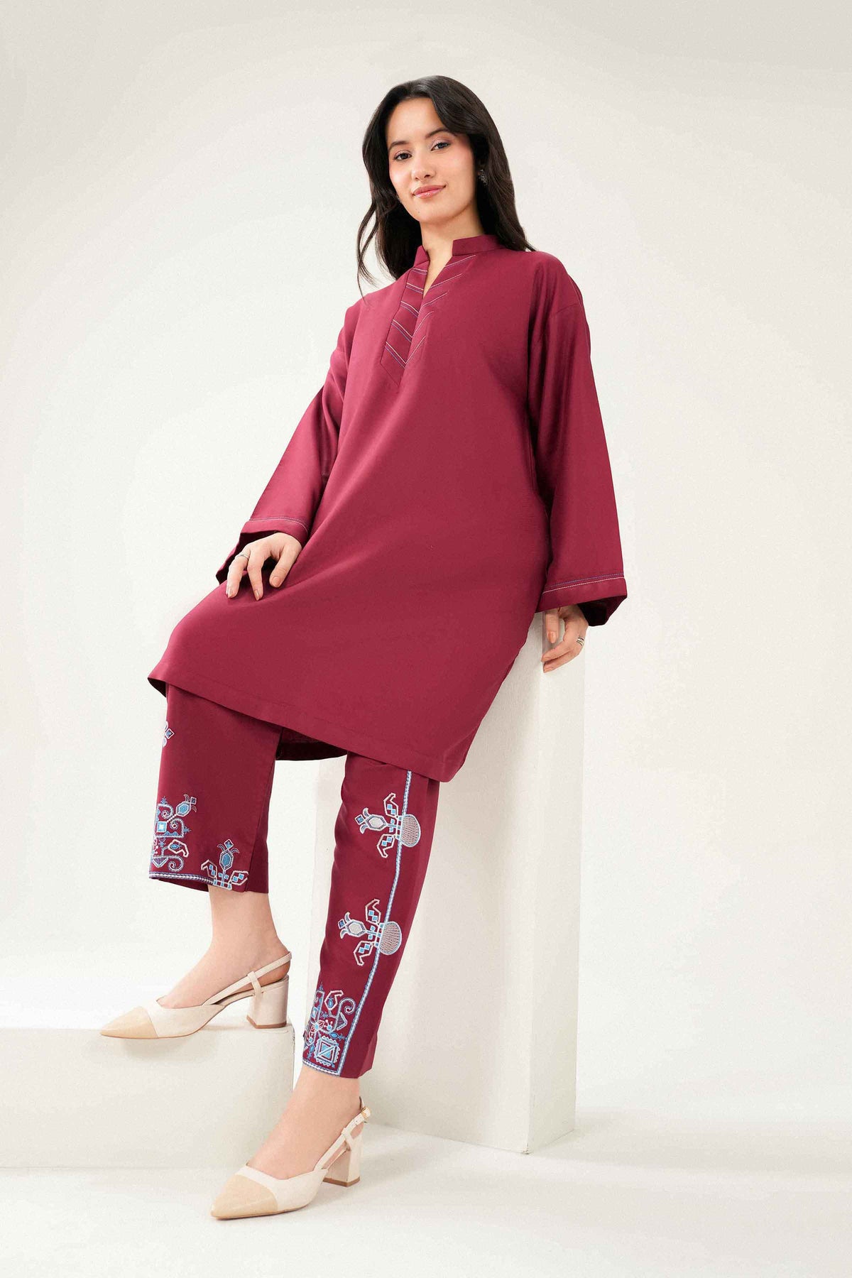 2-Piece Embroidered Suit in Twill ready-to-wear